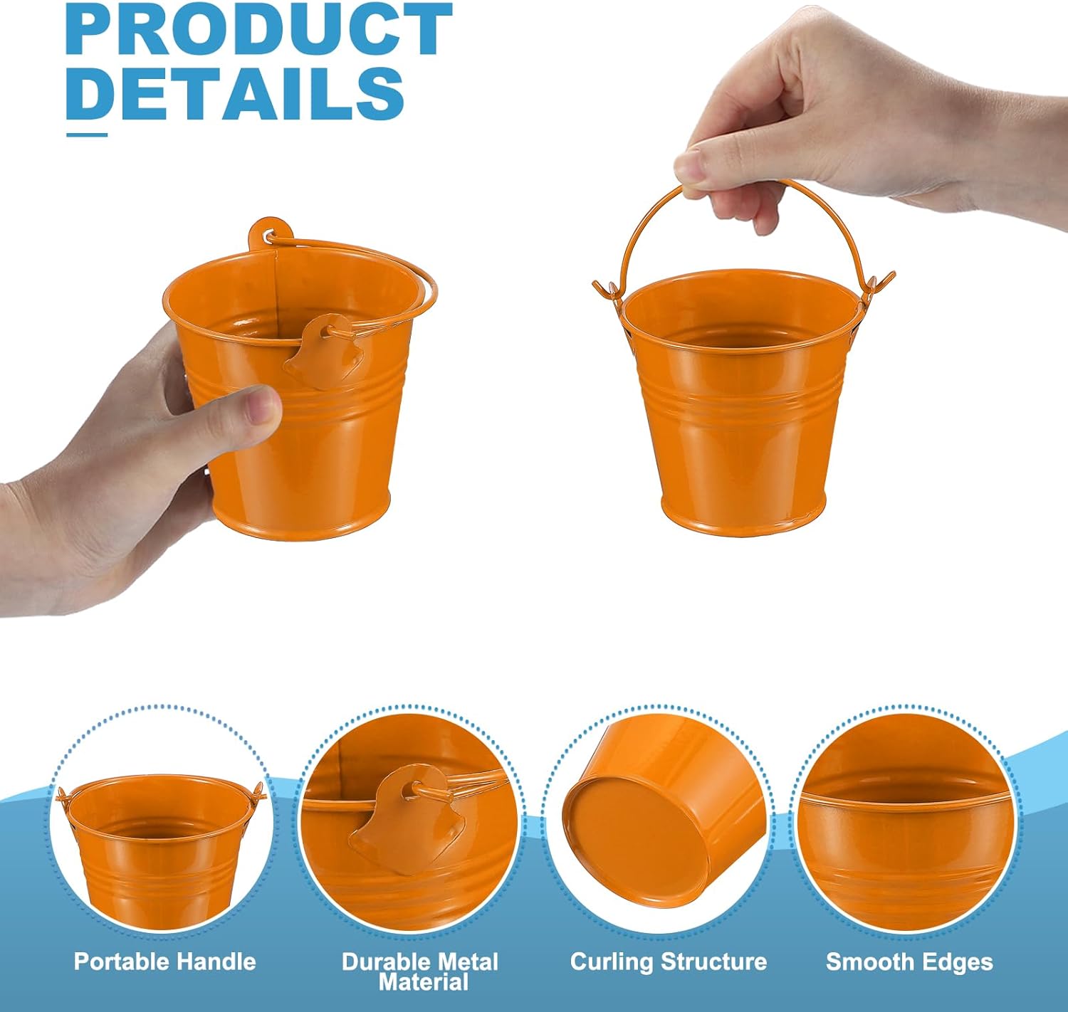 PATIKIL 2.7"x2.3" Small Metal Buckets with Handle, 6 Pcs Mini Galvaniz
