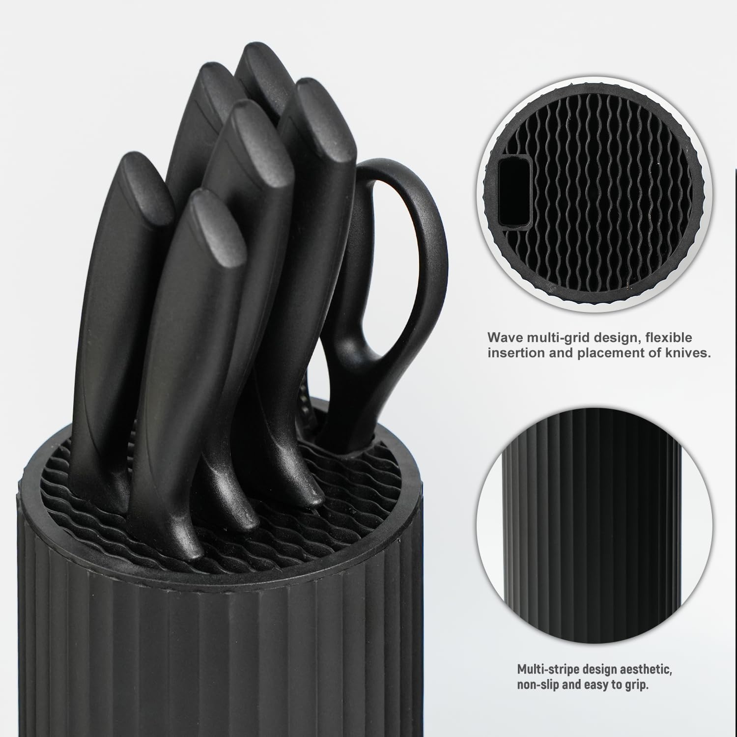 Knife Set, 8-Piece Kitchen Knife Set with Universal Block - Anti-Rust 