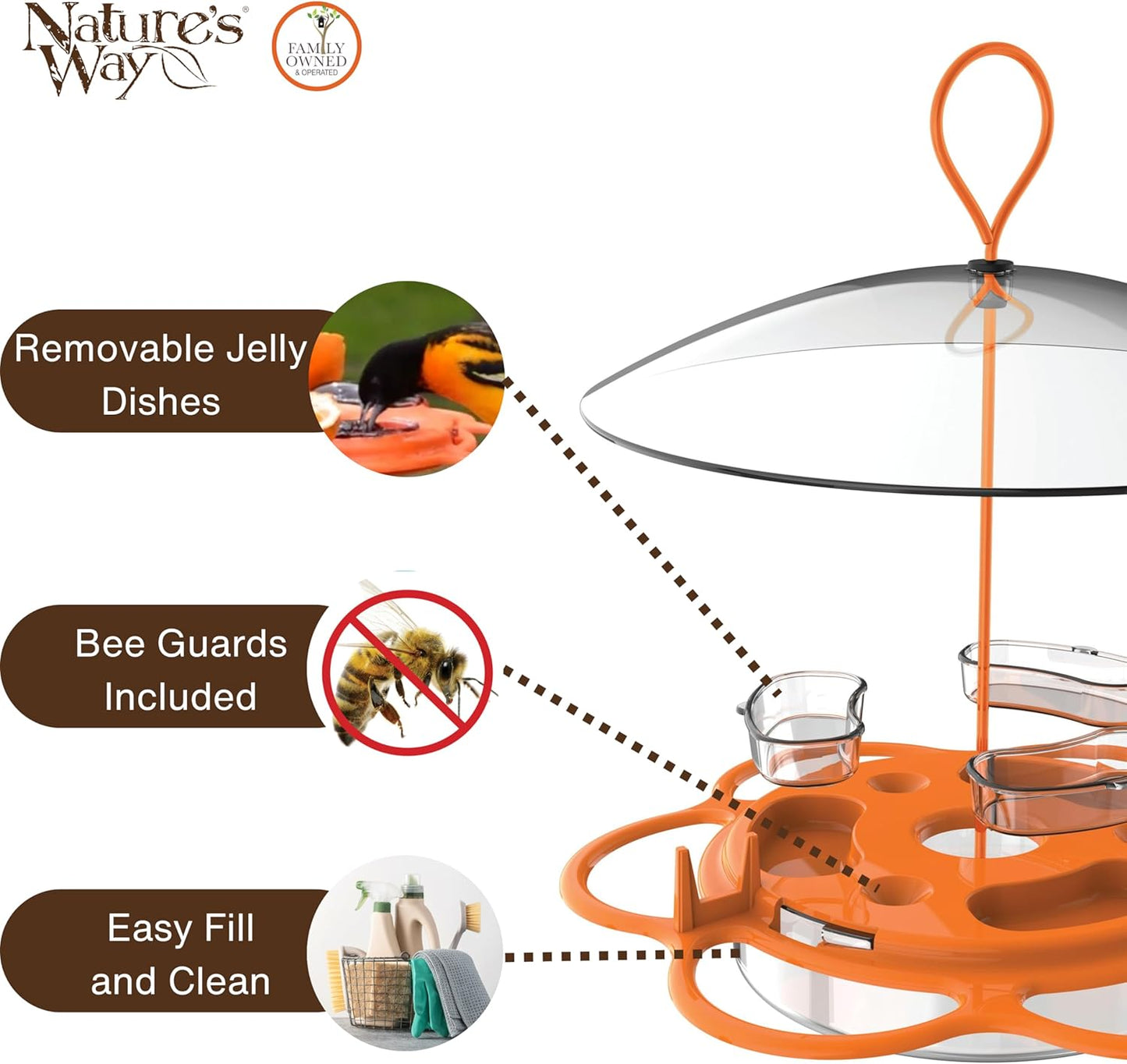 Nature's Way OFP1 All-in-One Oriole Buffet Bird Feeder, Orange
