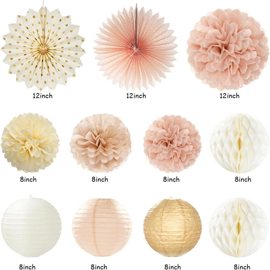 Champagne-Gold Beige Fall Boho Birthday Party-Decorations - 21pcs Autu
