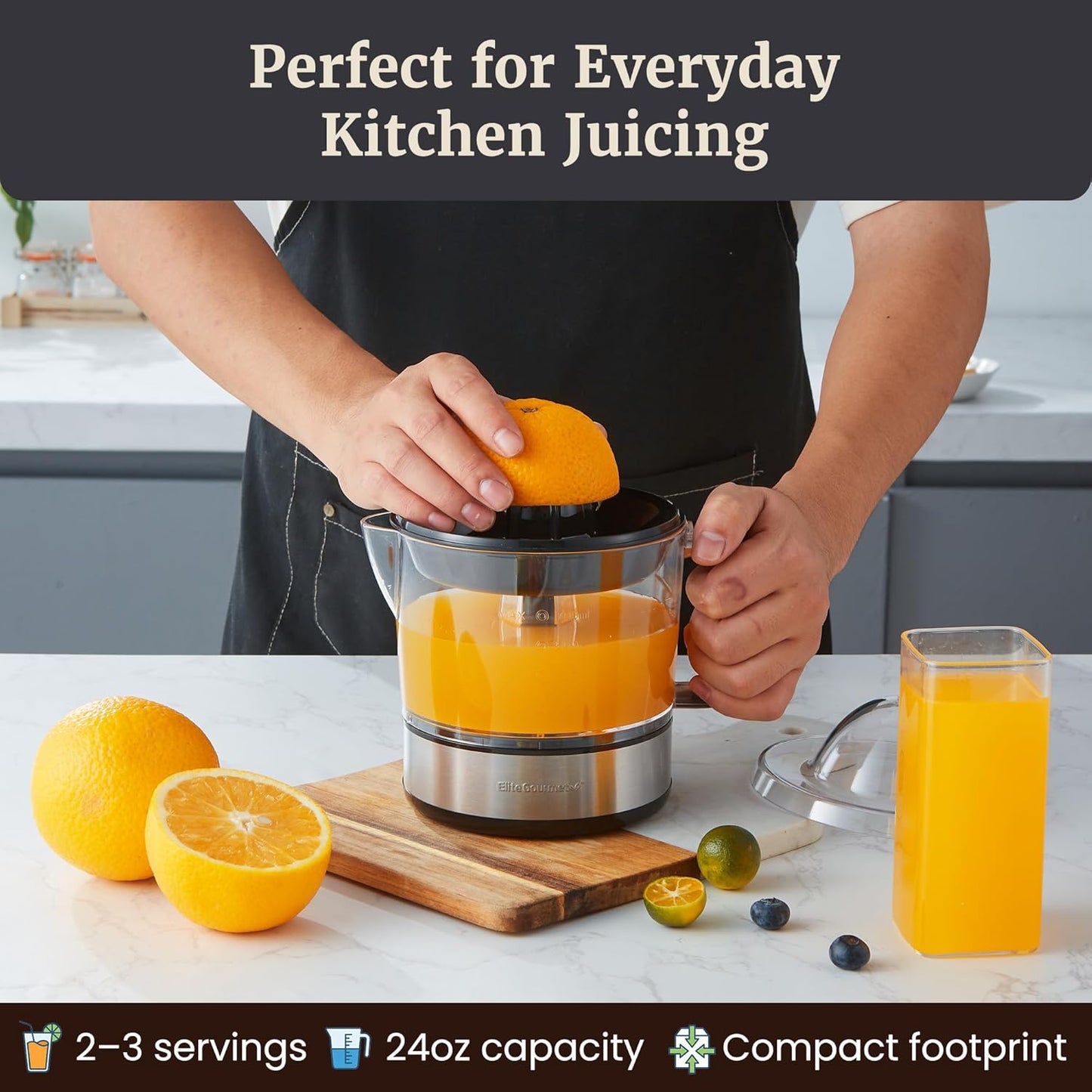 Elite Gourmet ETS623 BPA-Free 40-Watt Electric Citrus Juicer, Compact,
