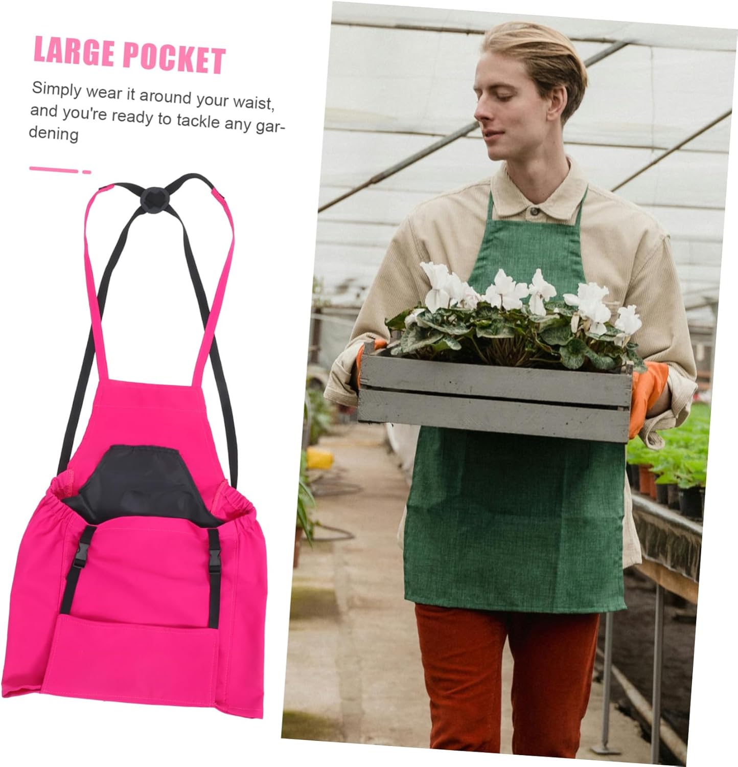 Milisten Gardening Apron Large Pockets Expandable Harvesting Gear Pock