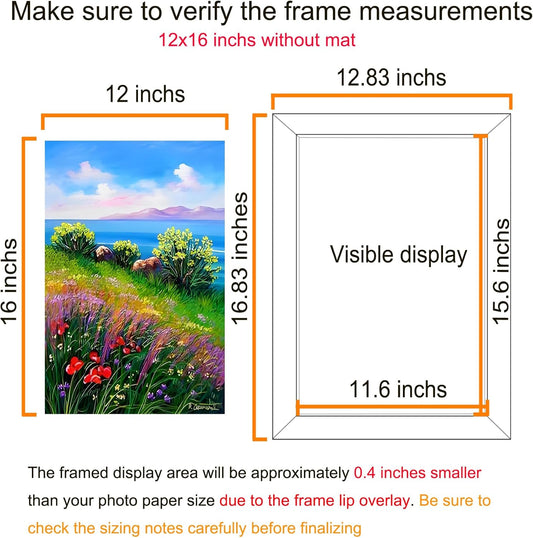 BESCRCL 12x16 Frame Wall Hanging Picture Frames, Black, 1 Pack