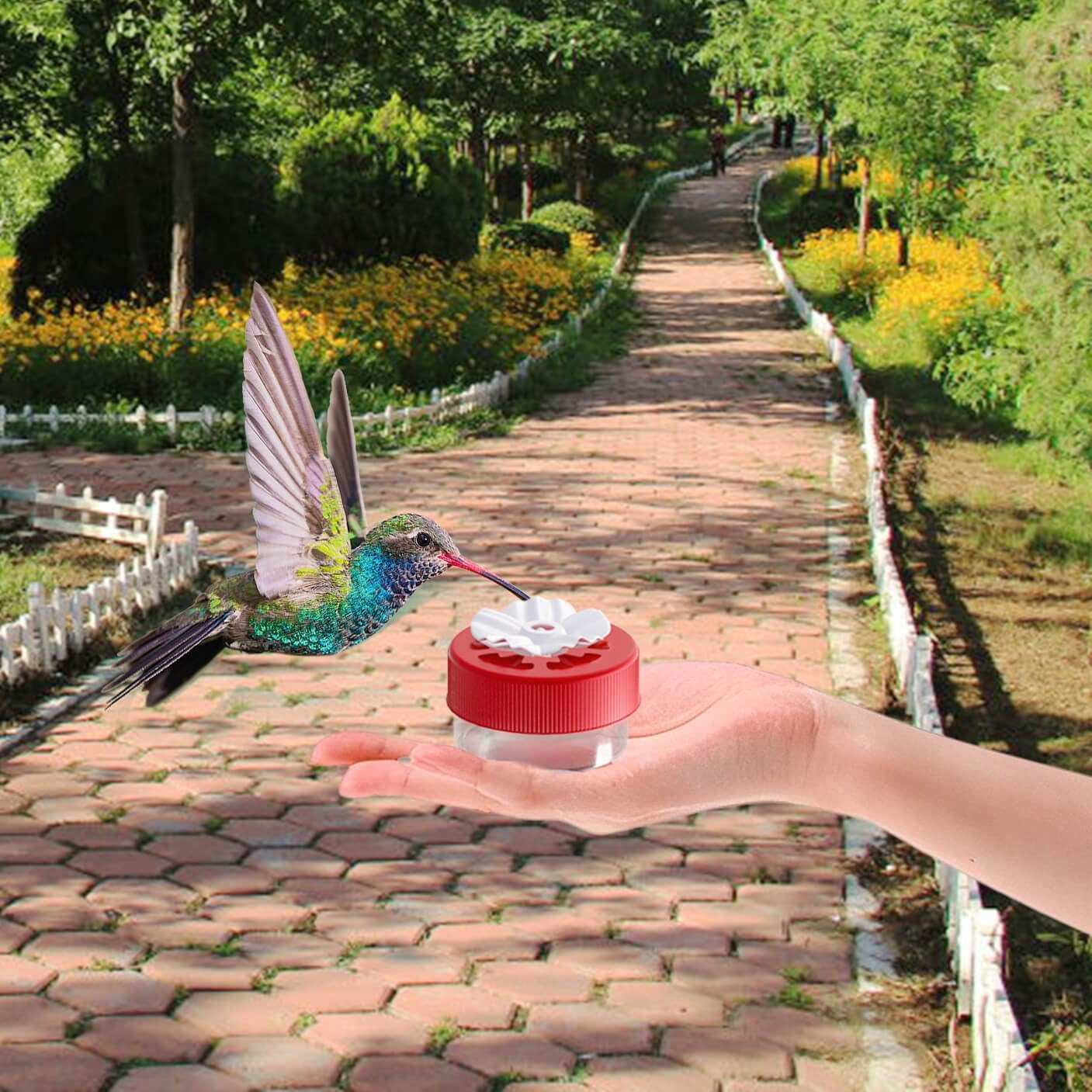 3 Pieces Handheld Hummingbird Ring, Outdoor Mini Hummingbird Handheld Feeder, with Flower Bird Feeder Ring, with Adjustable Strap of Hand Held Wild Bird Feeders Bird Perching Feeding Tools…
