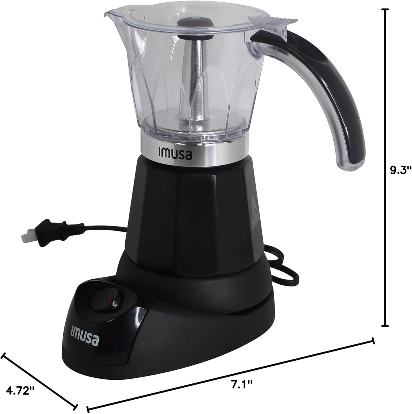 IMUSA 6 or 3 Cup Electric Espresso Maker Black Coffee Machine for Cuban Coffee, Moka and Espresso Drinks