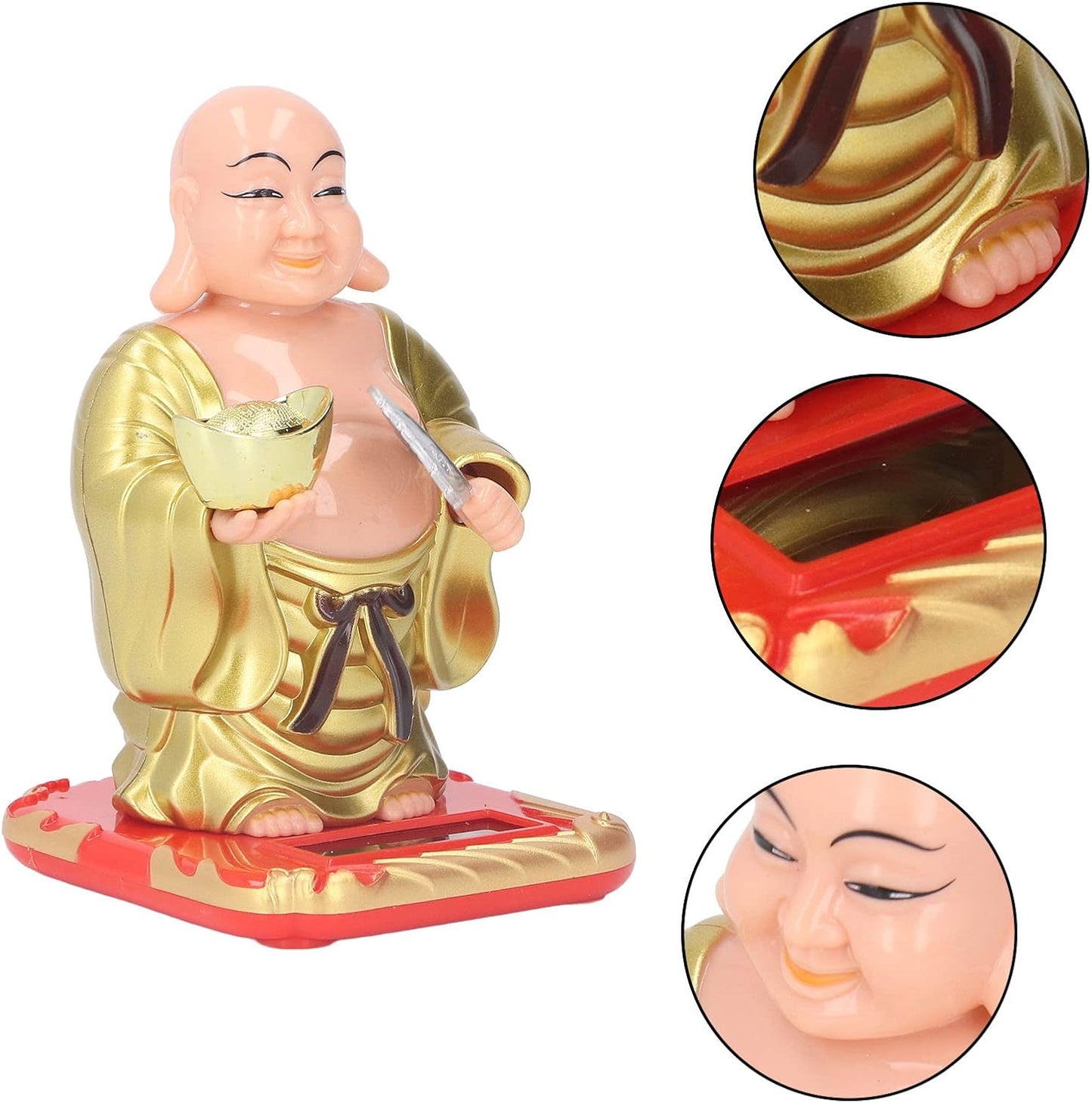 Standing Maitreya Buddha Solar Ornaments, Light Energy Sensing Automatically Wave Hand Nod Head Car Dashboard Ornament Home Wealth Health Lucky Ornaments