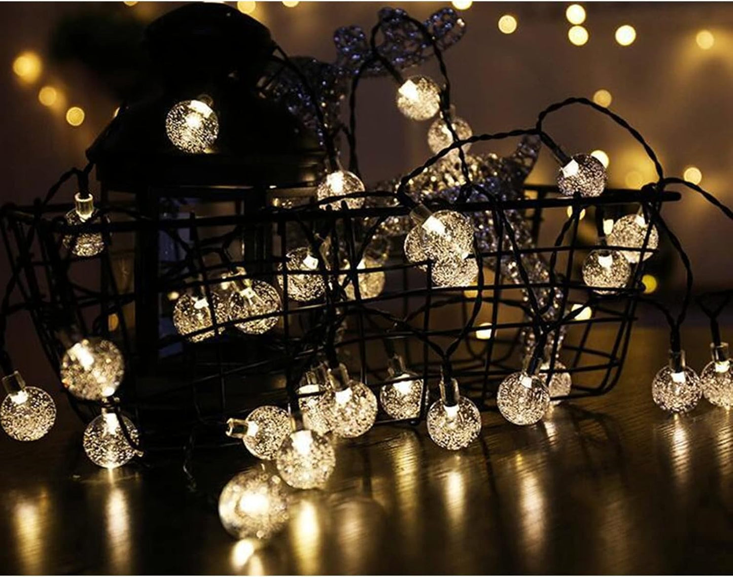 72Ft LED Crystal Ball Waterproof String Lights Solar Powered Fairy Lighting for Garden Home Patio Landscape Holiday Decorations,Solar String Lights Outdoor, Warm White Globe Solar Fairy Lights Outdoor