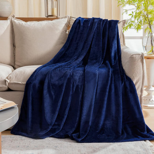 Fleece Plush Throw Blanket Navy Blue(50 by 60 Inches),Super Soft Fuzzy