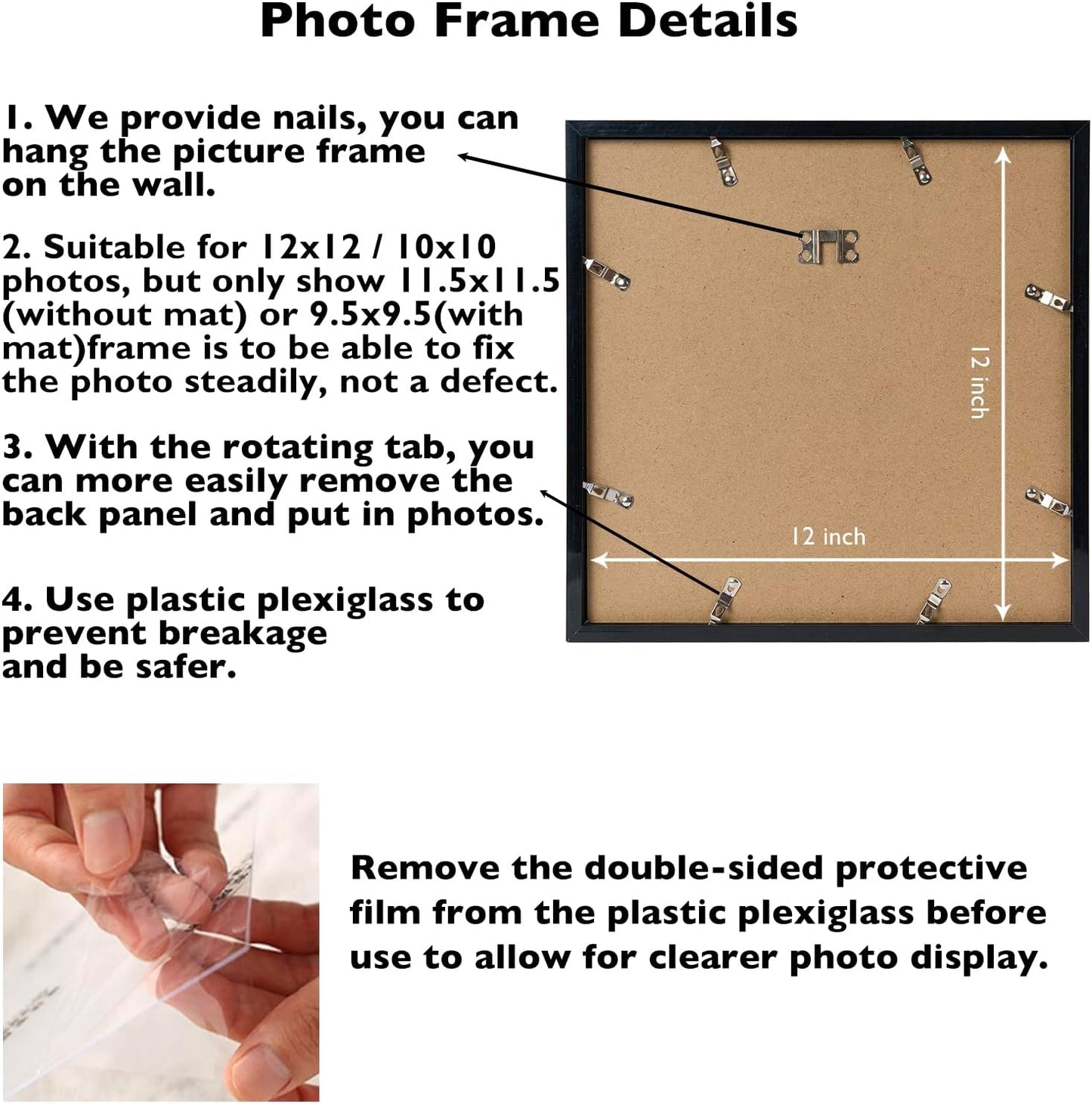 12x12 Picture Frame with Mat for 30 x 30cm Diamond Art Painting, Displ