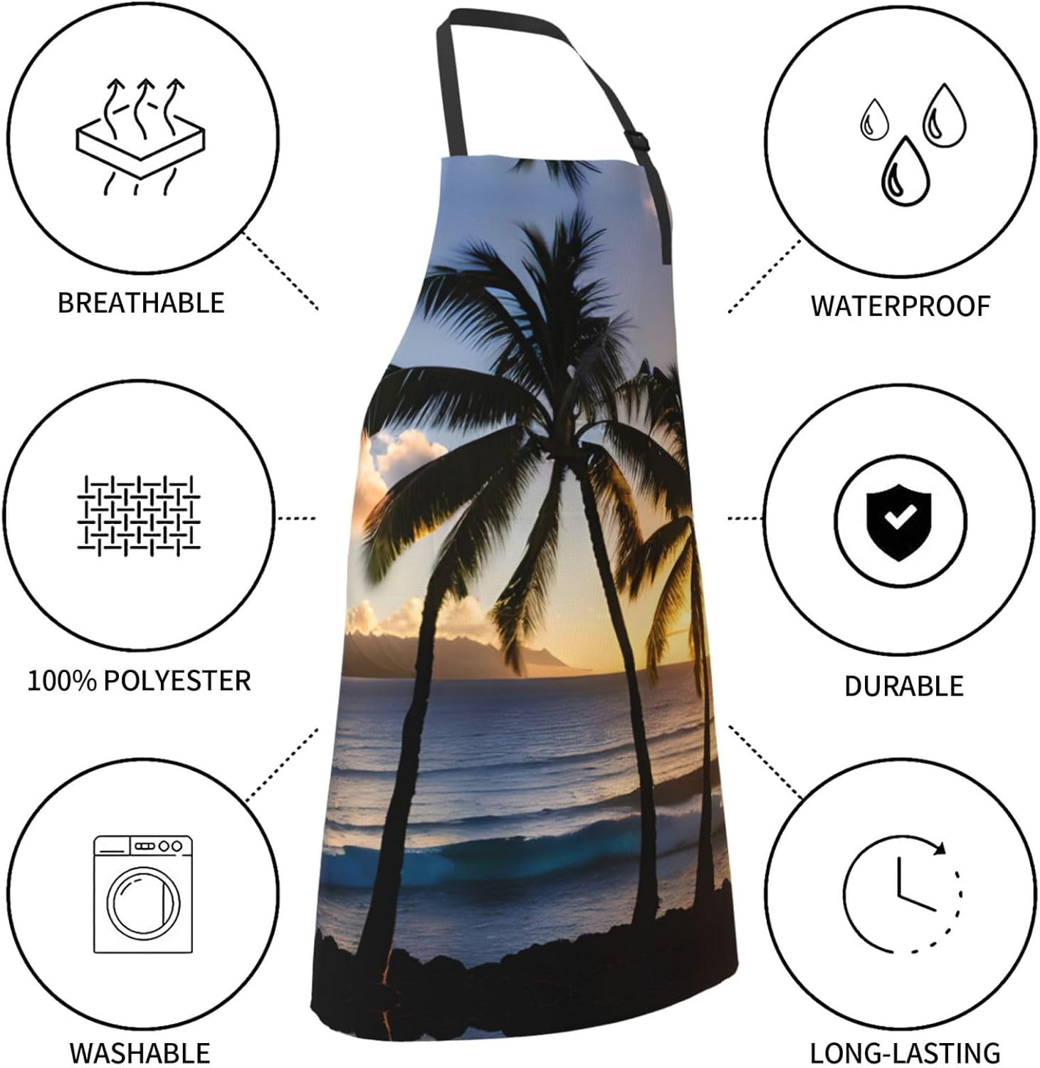 Hawaii Sunbeams print Waterproof chef's apron with pocket apron for ki