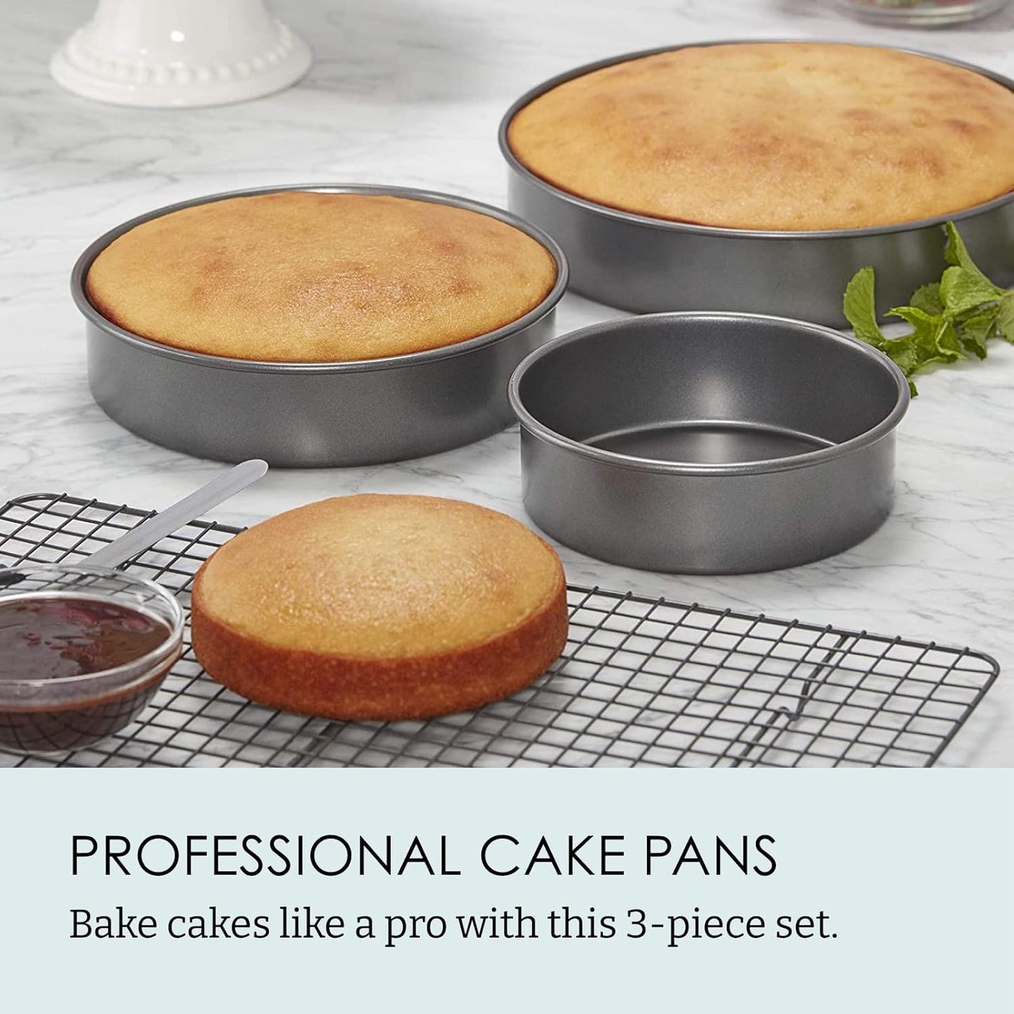 Chicago Metallic Professional 3-Piece Round Cake Pan Set of 6, 8, 10 i