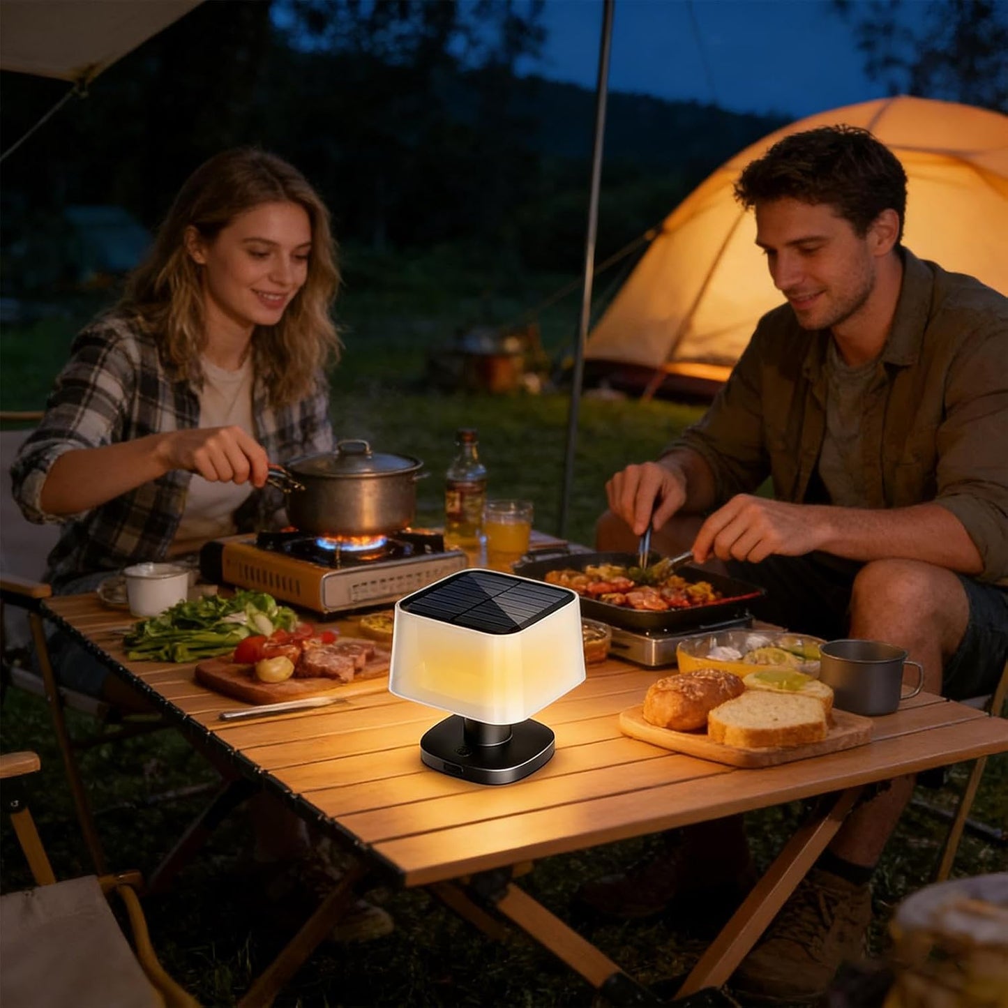 Solar Table Lights Outdoor, Rechargeable LED Desk Lamp with 3 Brightness Levels — Perfect for Patio, Garden, Lawn, Balcony, Porch & Camping