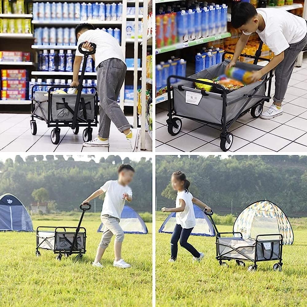 Trolleys, Outdoor Folding Wagon Garden Trolley with, Heavy Duty Foldin