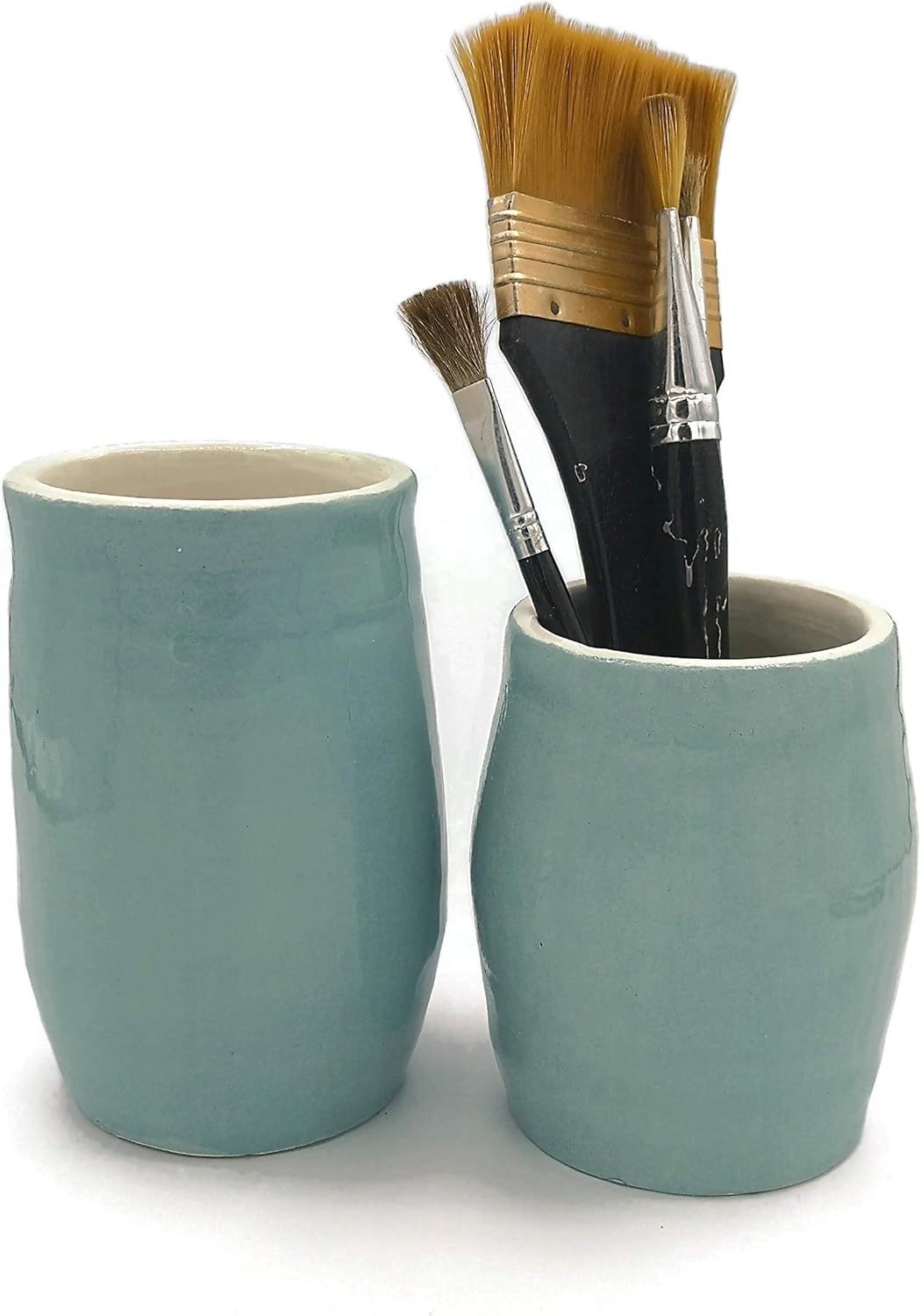Turquoise Ceramic Planter with Drainage, Crock Cutlery or Utensil Hold