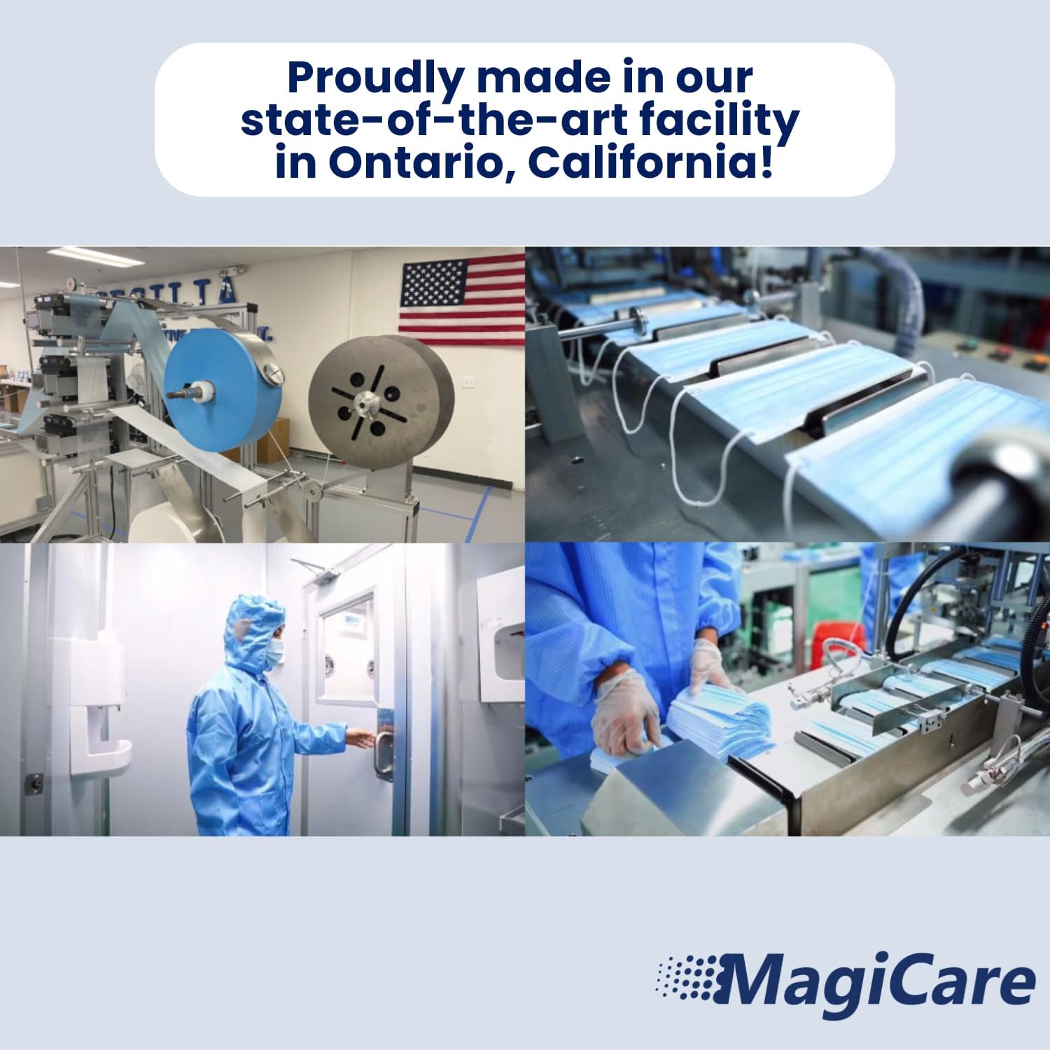MAGICARE Made in USA Masks - Blue Disposable Face Masks - Medical Grad