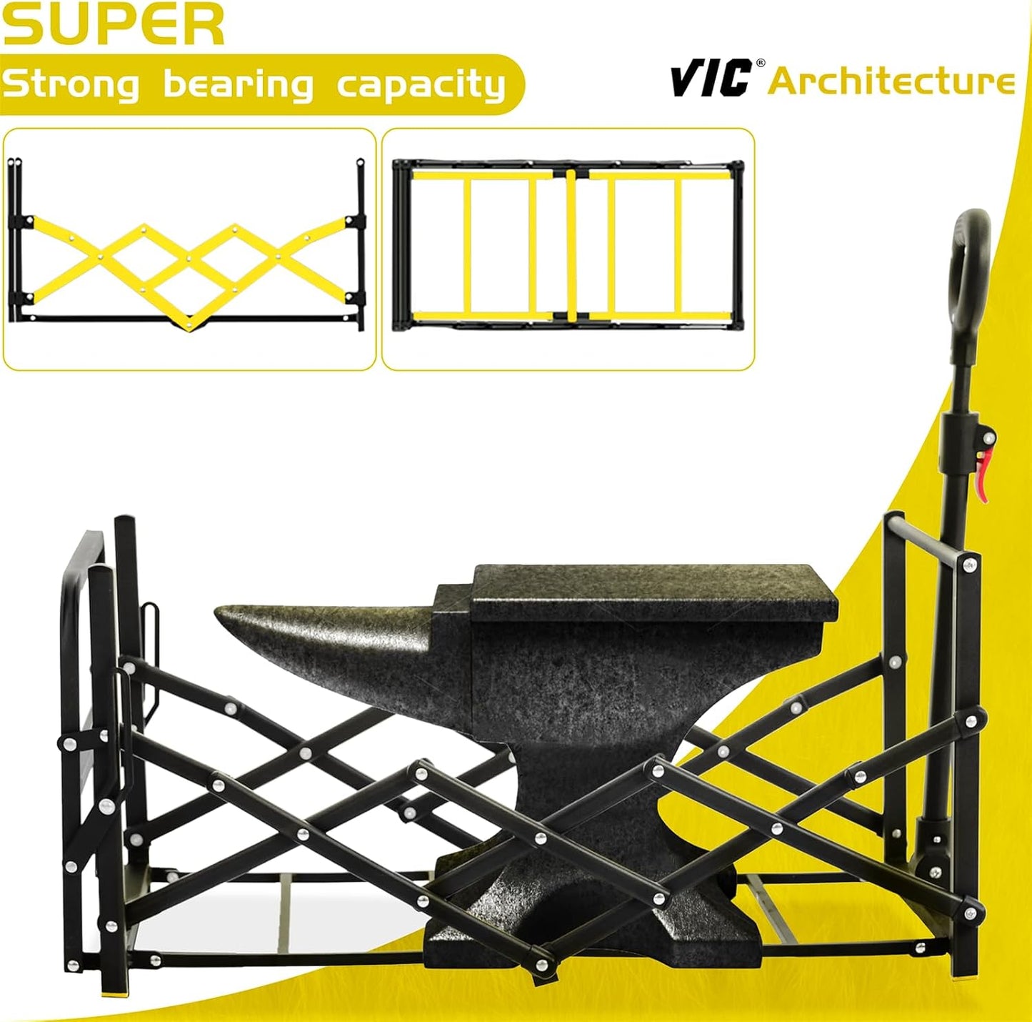 VIC Collapsible Folding Wagon Extra Long Extender Wagon Cart,Beach Wagons Cart Heavy Duty Foldable, Utility Grocery Car with Side Pocket for Camping Garden Sports, V1