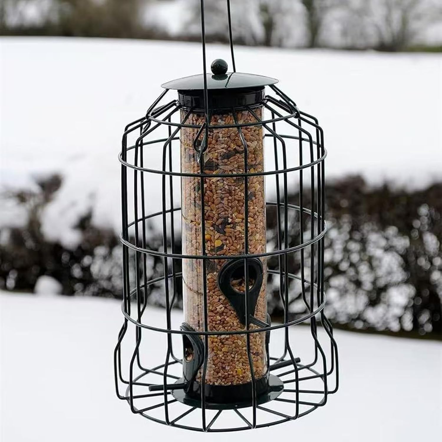 Bird Feeder, 4-Port Weatherproof Squirrel-Proof Metal Large Outdoor Ha