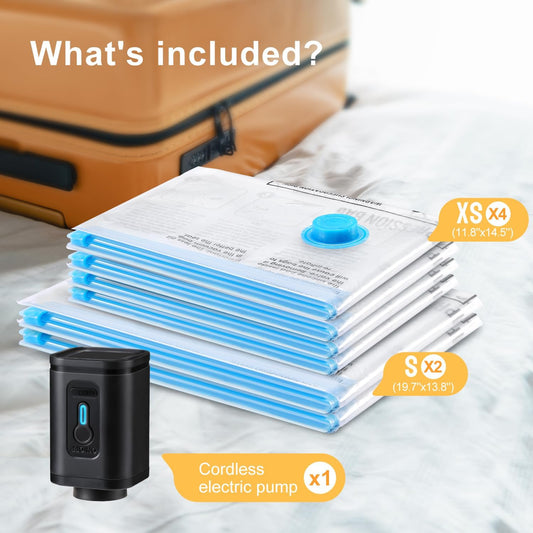 Travel Vacuum Bags Combo 6 Pack - Space Saver Vacuum Storage Bags for 