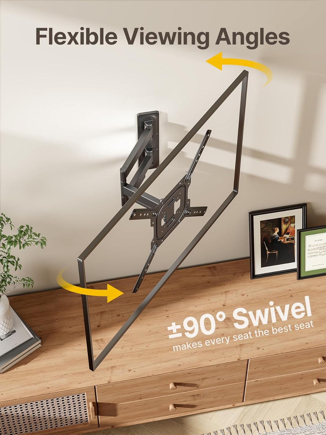 monTEK Full Motion TV Wall Mount for 23–65 Inch Flat & Curved TVs and 