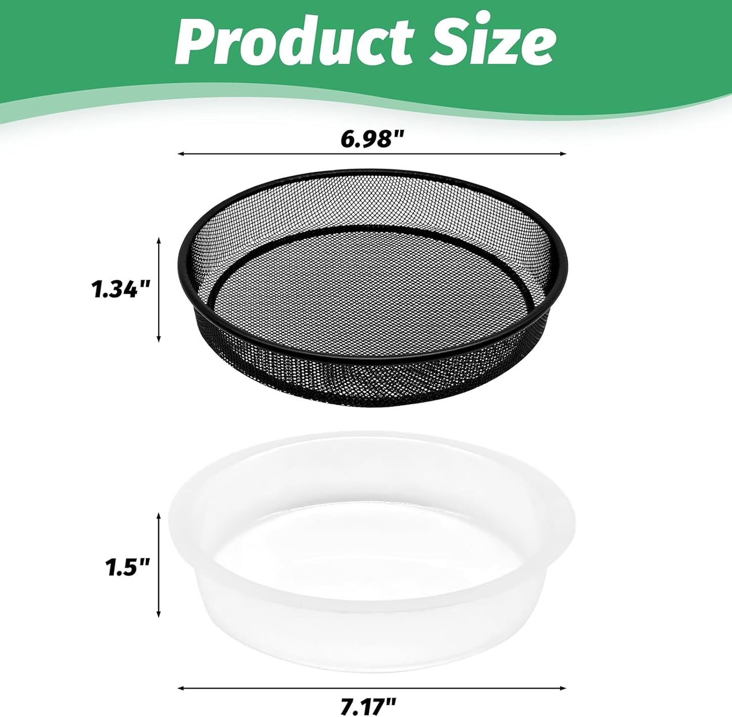 4 Pcs 7 Inch Metal Round Bird Feeder Tray and Plastic Bird Bath Bowl, Wild Birds Seed Tray Bath Water Bowl Outdoor Accessory for Humming Feeder Station (4)