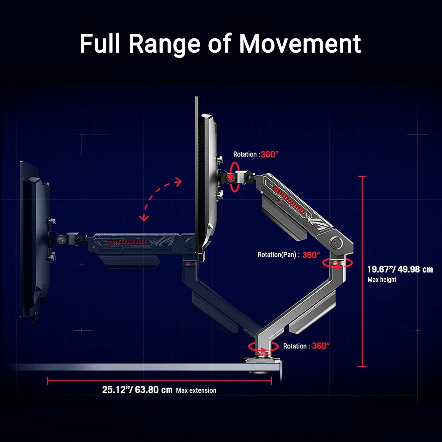 ROG Ergo Monitor Arm (AAS01R) – Mechanical Spring Monitor Mount with D