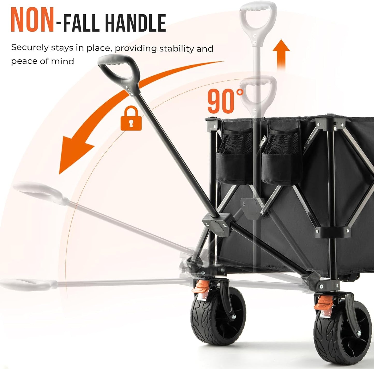 Overmont 45'' Collapsible Foldable Extended Wagon Cart - 300L Heavy Du