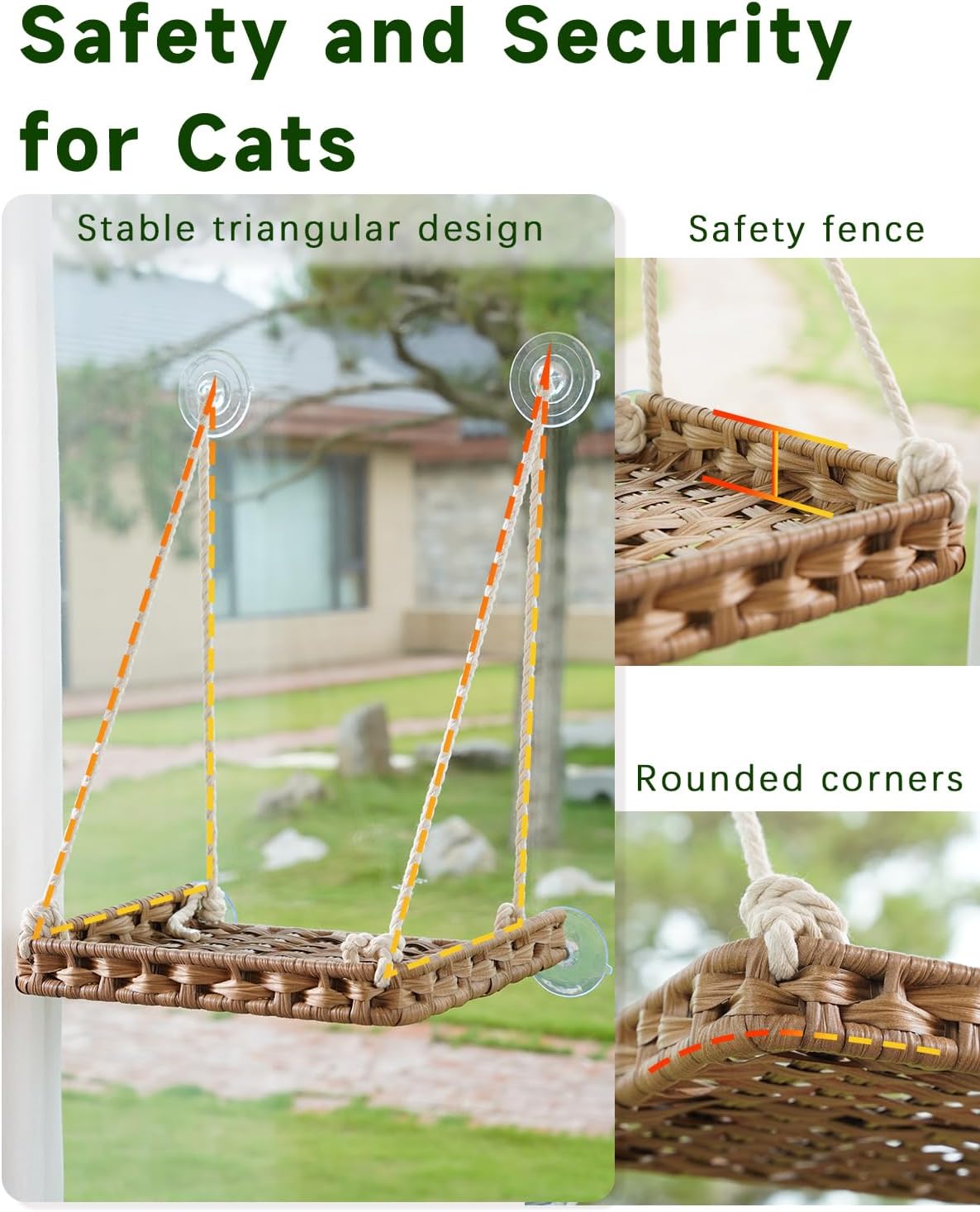 Cat Window Perch 2 Pack,Cat Window Hammock Bed for Indoor Cats,Large H