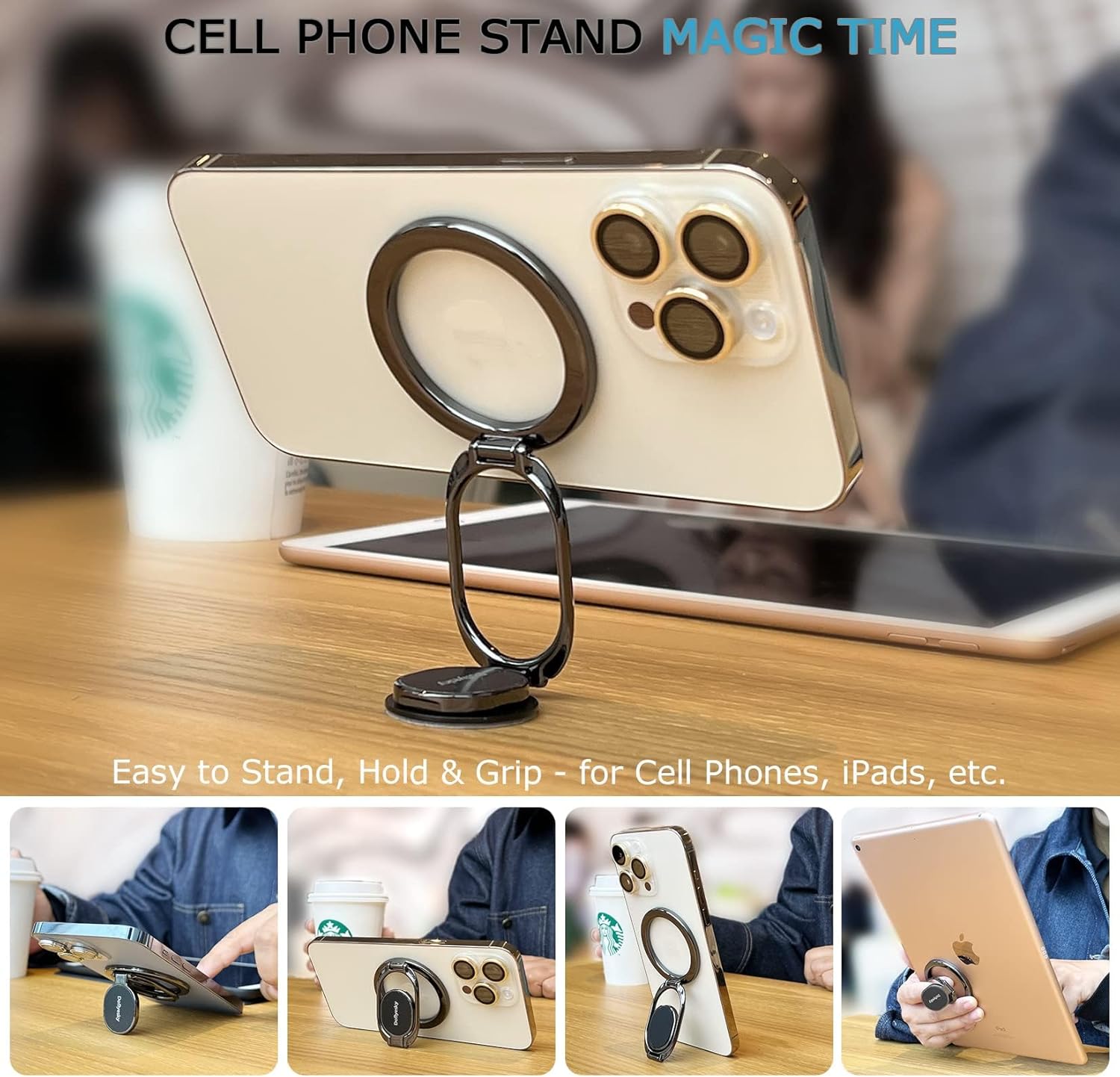 Magnetic Phone Ring Holder with Magsafe, Double Adjustable Gym Finger 