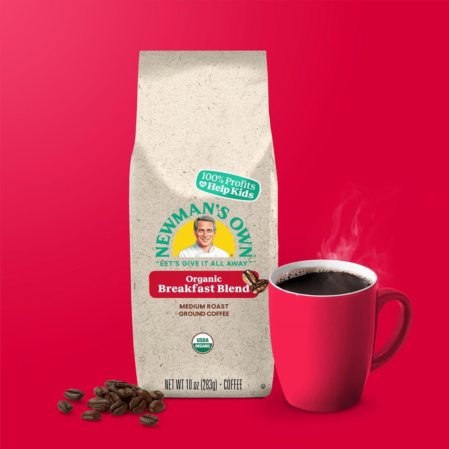 Newman's Own Organics Breakfast Blend, Ground Coffee, Fair Trade Certified, Medium Roast, Bagged 10oz