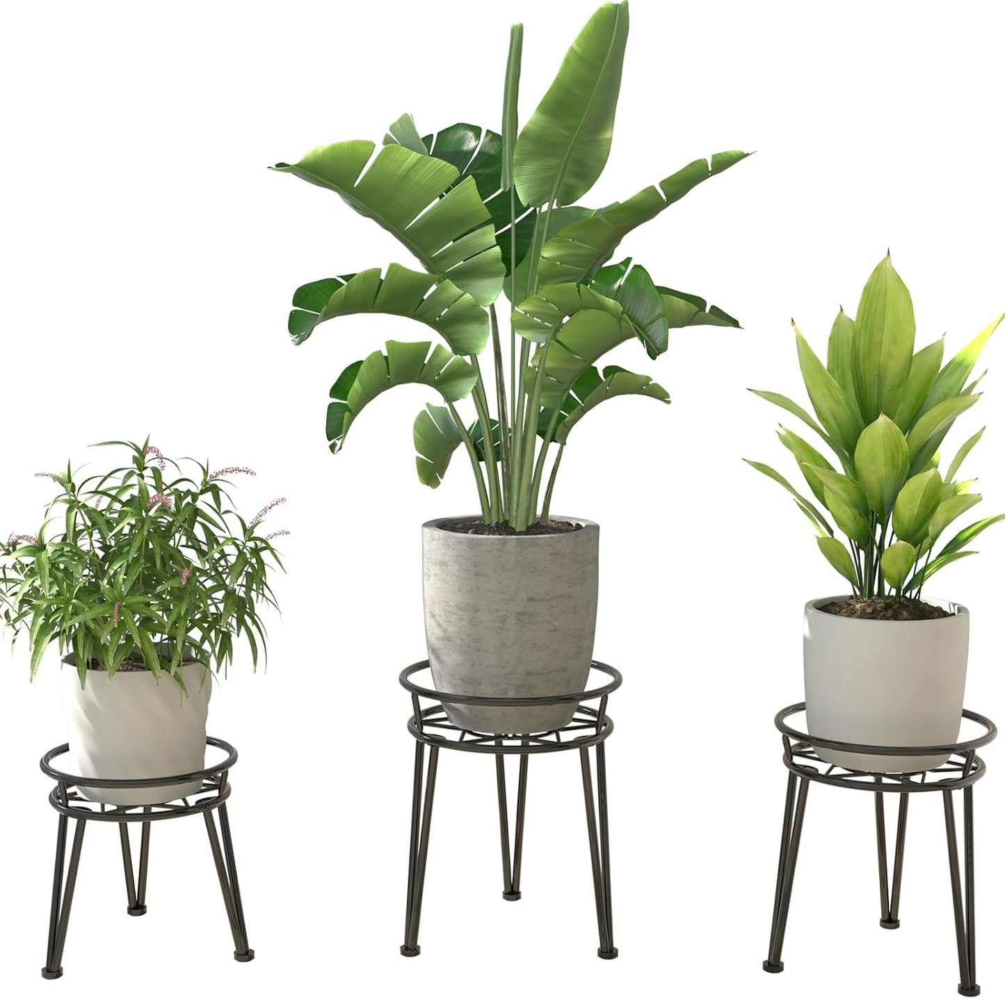 3Pack Metal Plant Stands Outdoor Indoor,Rustproof Iron Flower Pot Stan