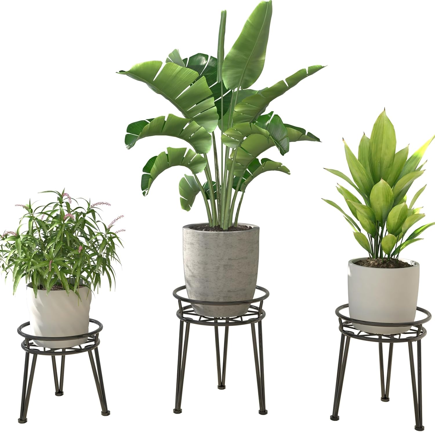 3Pack Metal Plant Stands Outdoor Indoor,Rustproof Iron Flower Pot Stan