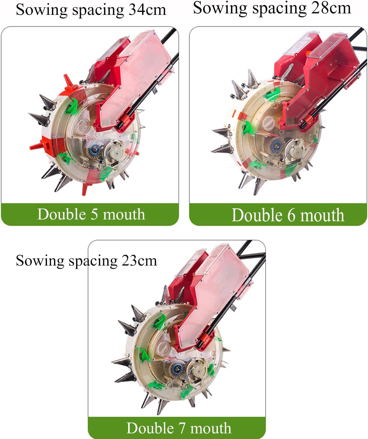 2-in-1 Garden Seeder & Corn Seed Planter - Hand-Push Seed Planting Tool for Simultaneous Sowing & Fertilization, Adjustable Depth 3.5-7.8 cm, 5 Seed Dispensers