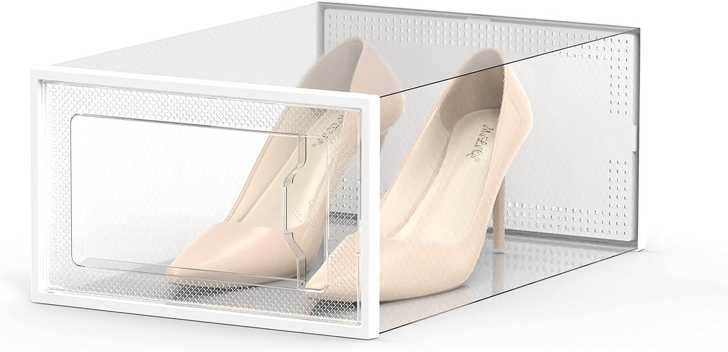 SEE SPRING 12 Pack Shoe Storage Box, Clear Plastic Stackable Shoe Orga
