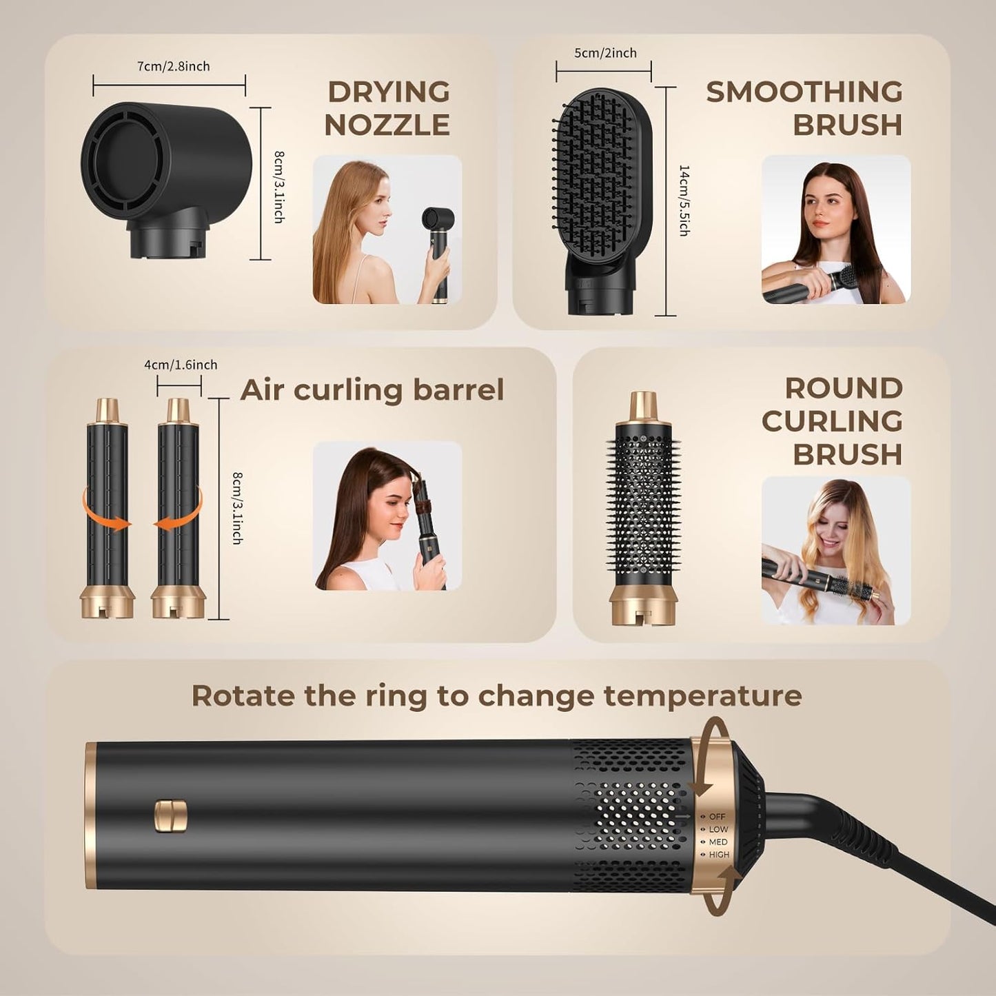 5 in 1 Hair Dryer Brush Set, Negative Ion Blow Dryer Brush Upgrade Hot
