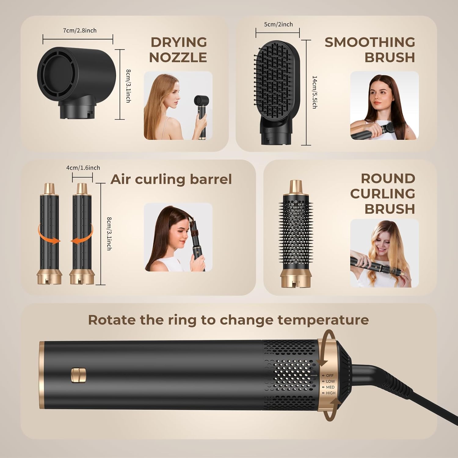 5 in 1 Hair Dryer Brush Set, Negative Ion Blow Dryer Brush Upgrade Hot