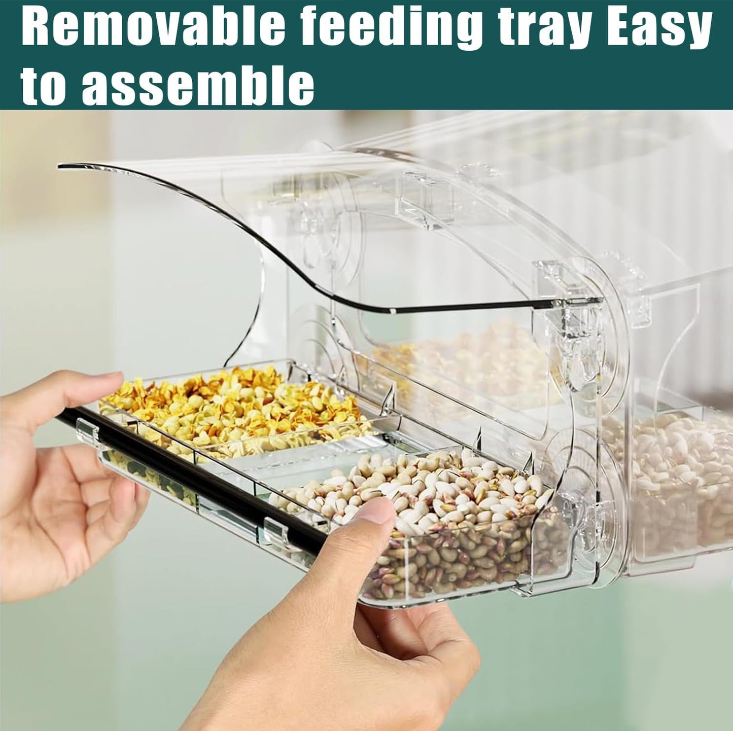 Window Bird Feeder 2 Pack with Strong Suction Cups, Clear for Viewing, Bird Feeders for Outdoors with Drain Holes