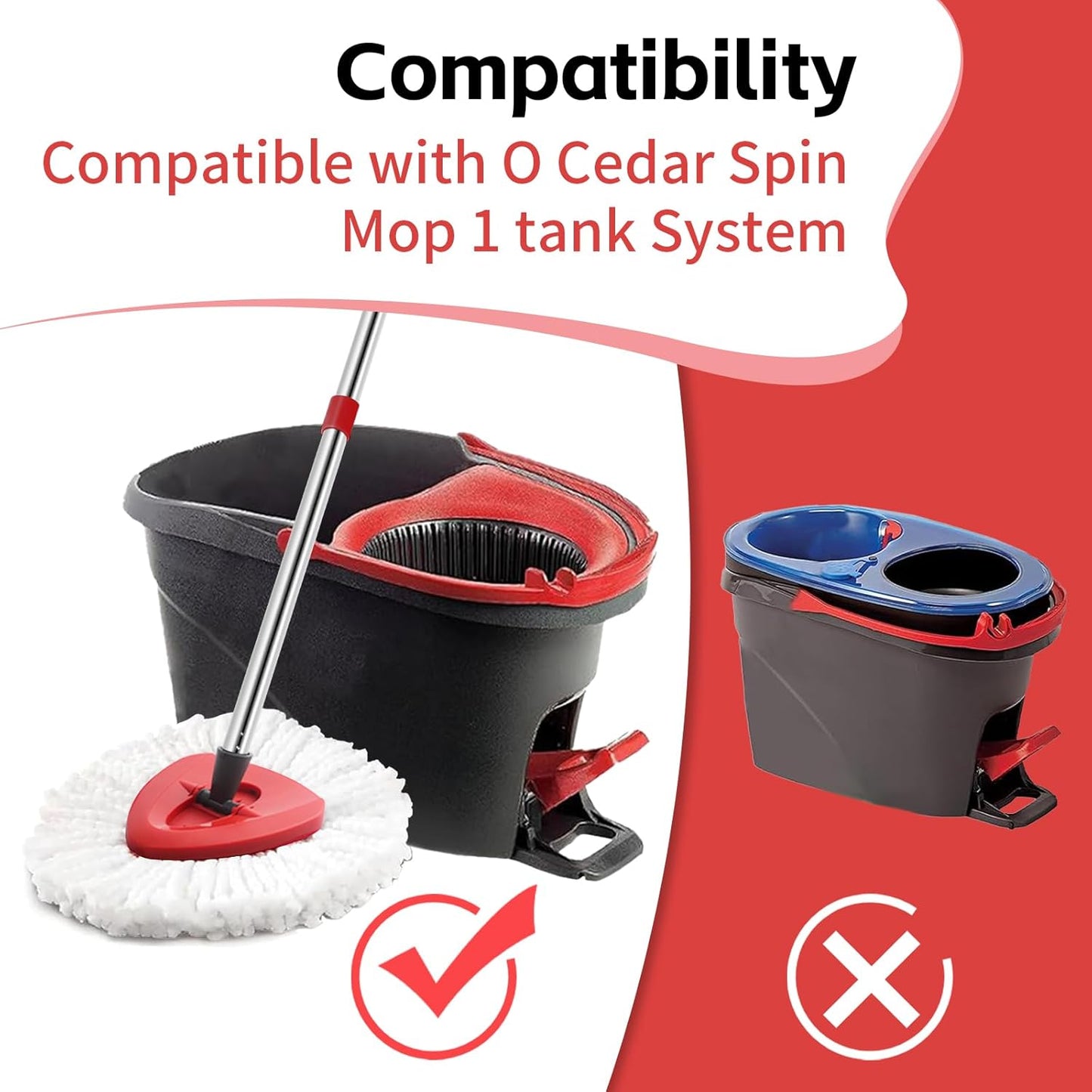 Spin Mop Head, Base, Handle Replacement for O-Ceda EasyWring Microfibe