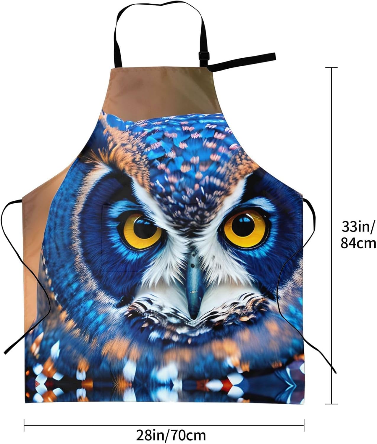 Blue Owl 1 print Waterproof chef's apron with pocket apron for kitchen cooking baking barbecue and gardening