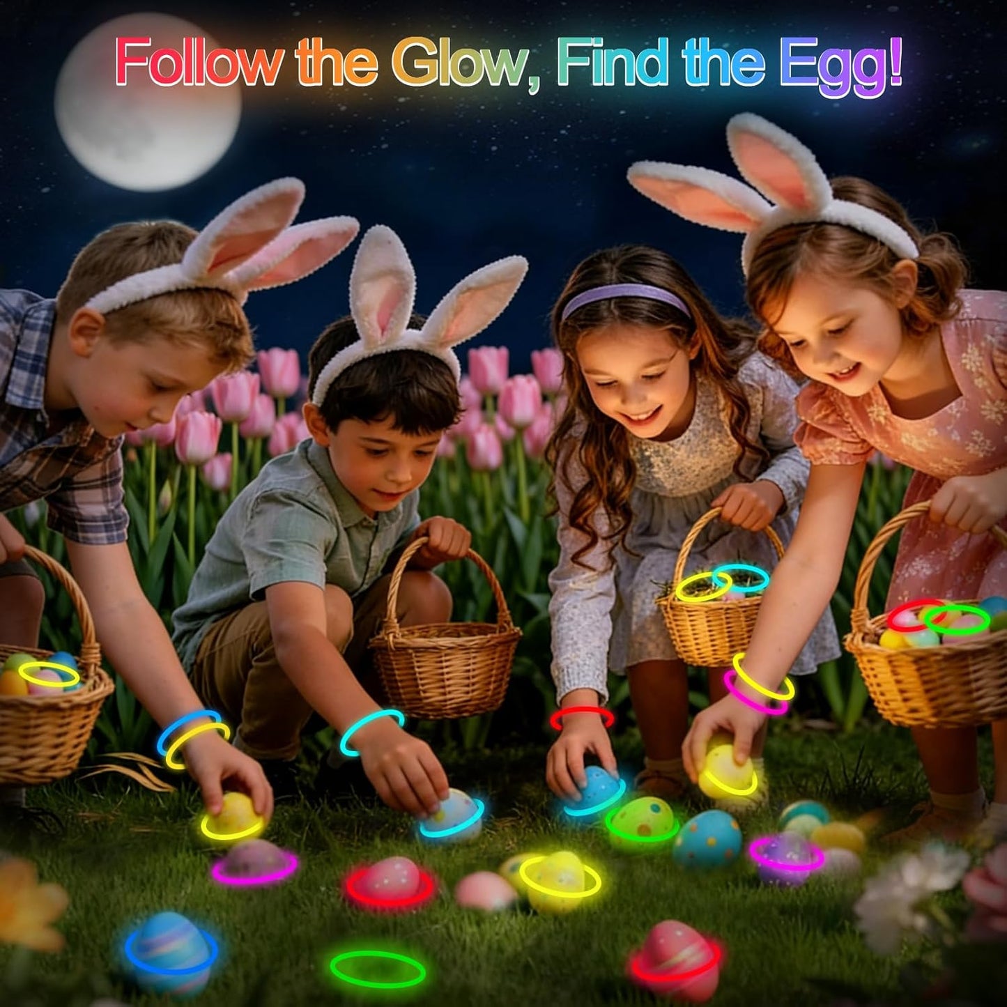 Glow Sticks Bulk Party Pack- Ultra Bright 50pk Glow in the Dark Party Favors, Easter Basket Stuffers Glow Sticks Party Supplies Glow Necklaces and Glow Bracelets with Connectors