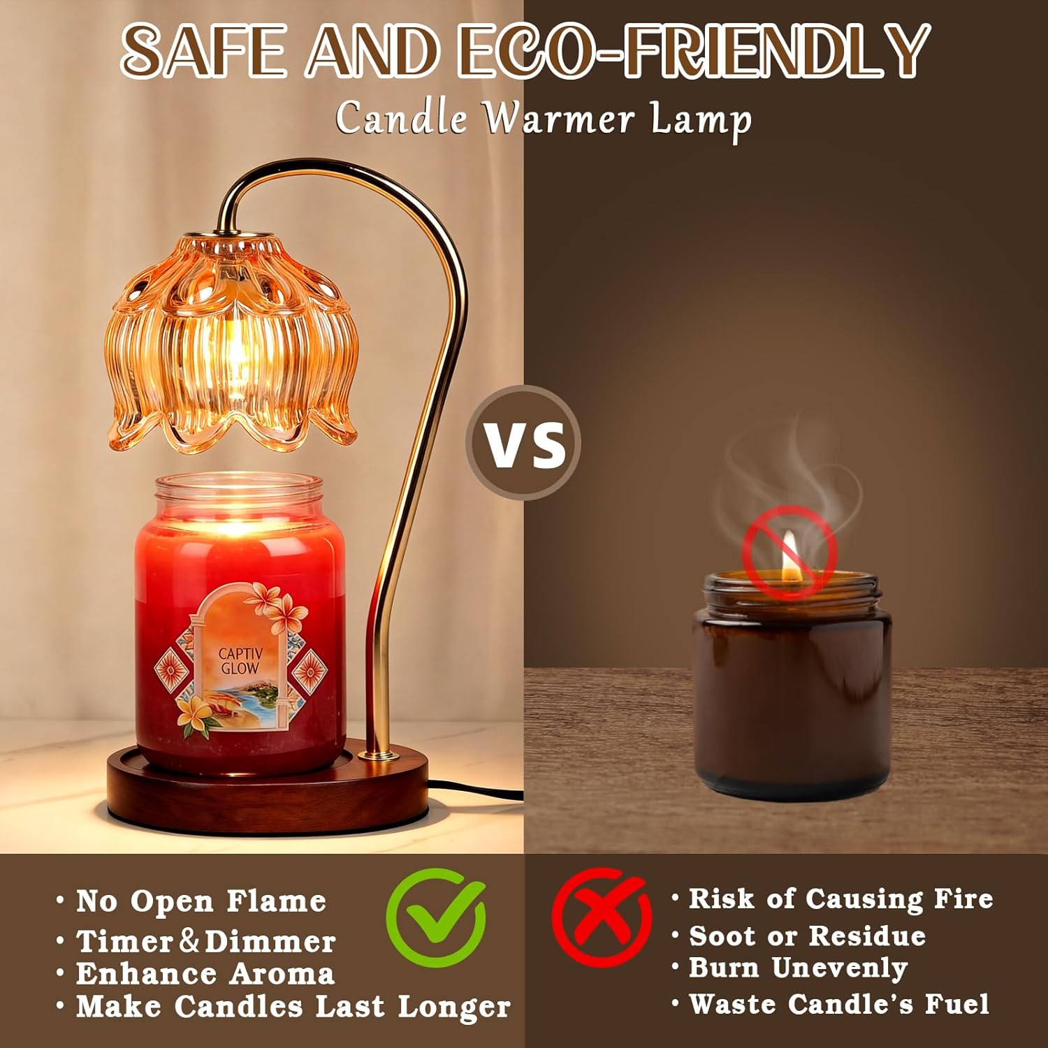 Flower Candle Warmer Lamp with Timer, Dimmable Candle Lamp Warmer, Mot