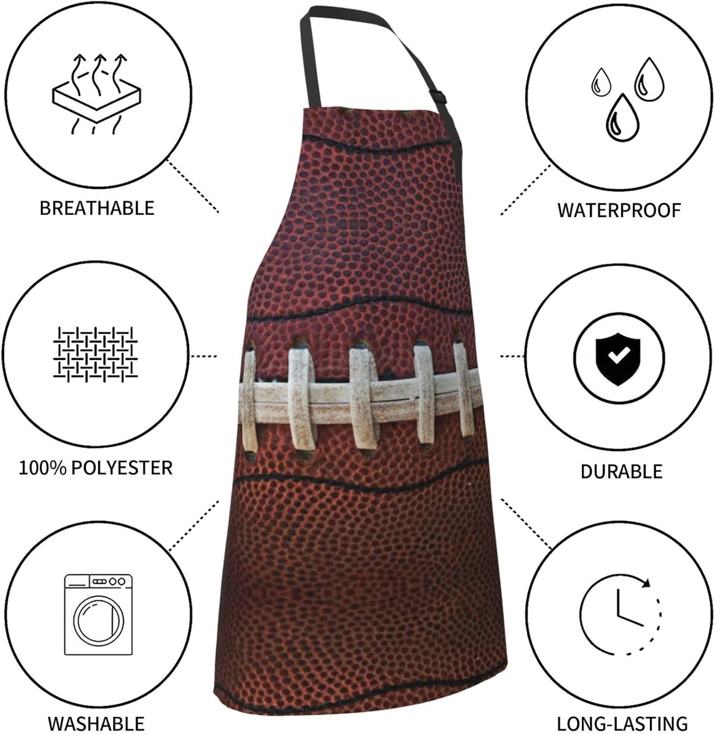 American Football Laces print Waterproof apron with pocket adjustable cooking apron for adult kitchen bibs to bake