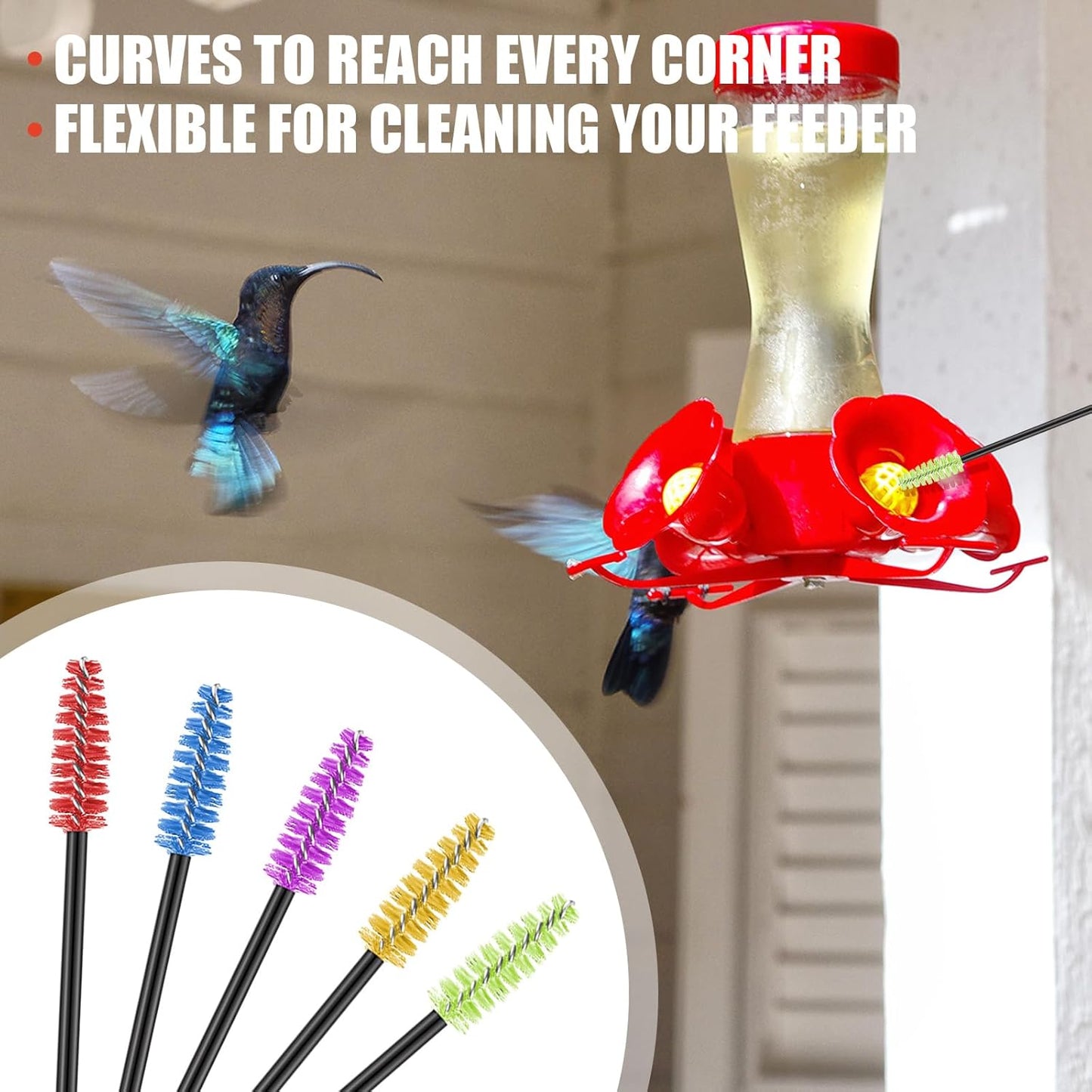 Zhehao 13 Pcs 2 Size Hummingbird Feeder Cleaning Brush Bendable Cleaning Brushes for Hummingbird Feeder Outdoor Water Bottles Various Size(Red)