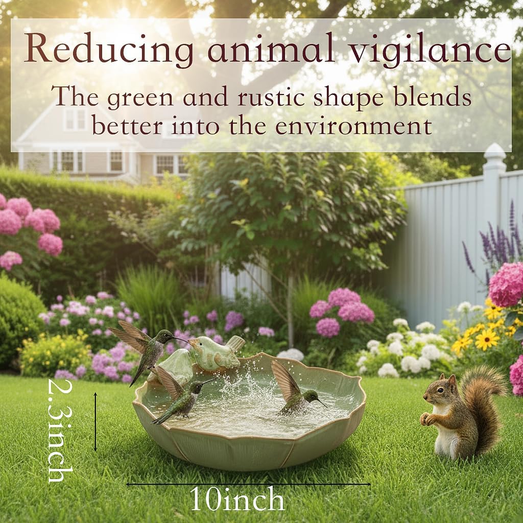 Light Green Ceramic Heavy-Duty Outdoor Garden Wild Bird Bath Bowl/Feeder (Bowl Only)