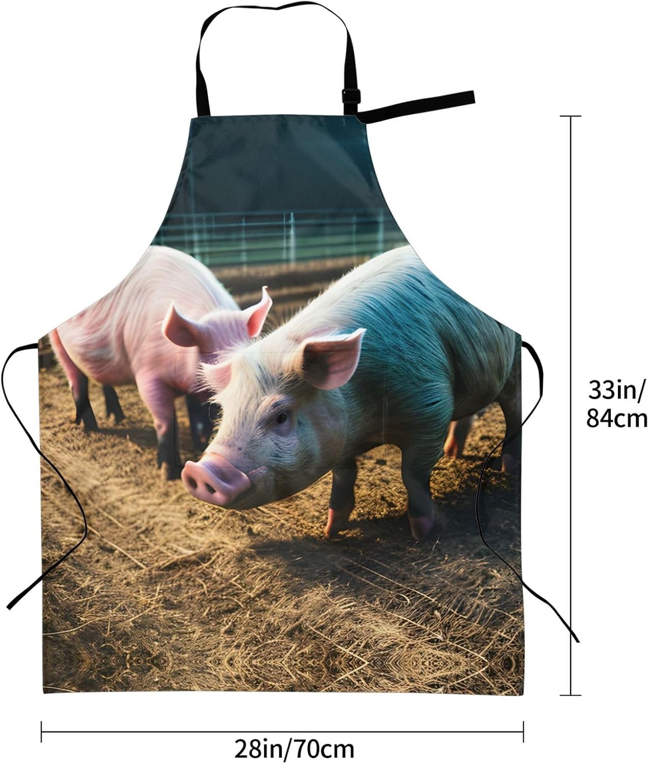 Pigs in Farm Print 28x33 In Adult Kitchen Apron with Pockets Versatile