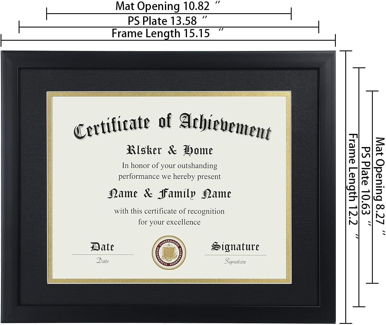 ELSKER&HOME 8.5x11 Certificate Frame - Classic Black Color Frame - Dis