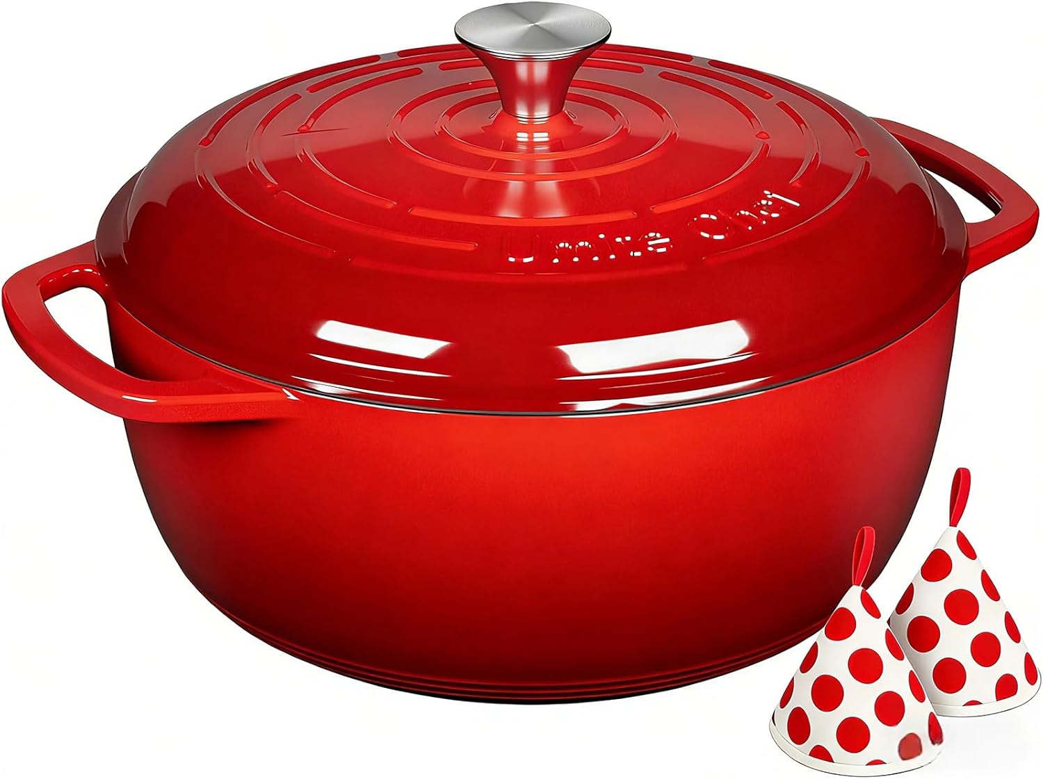 Umite Chef 6QT Enameled Cast Iron Dutch Oven with Lid, Versatile Heavy
