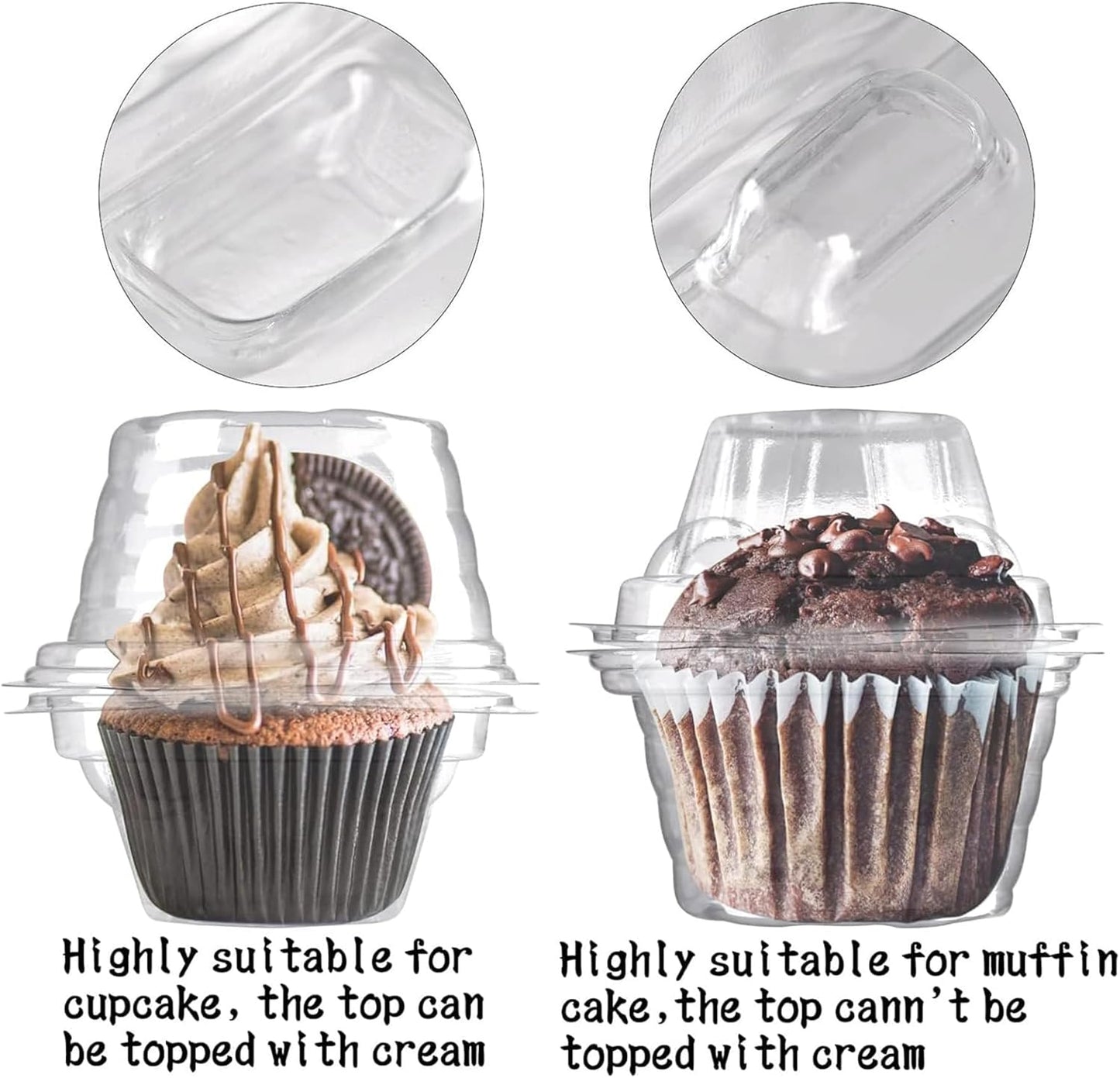 50 Pack Individual Cupcake Containers Plastic Cupcake Boxes Cupcake Ho