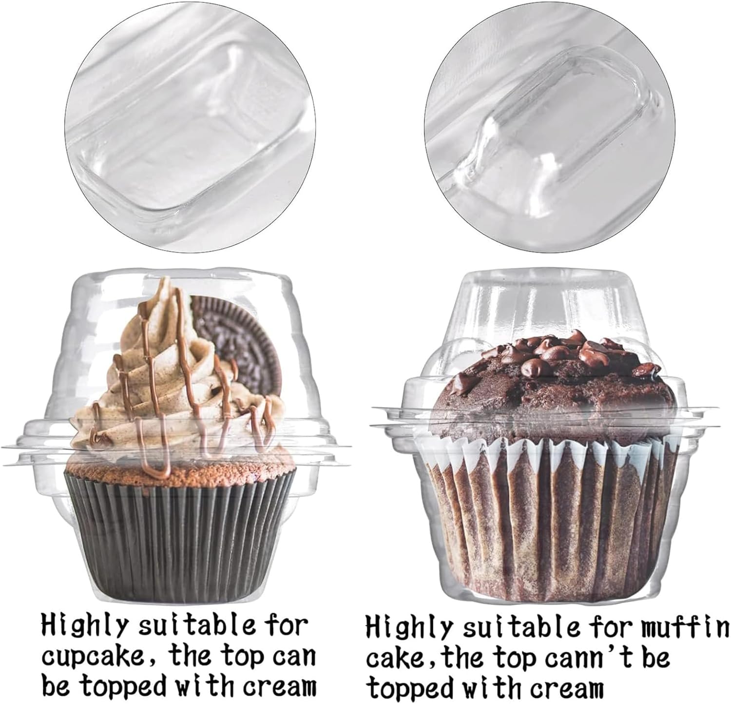 50 Pack Individual Cupcake Containers Plastic Cupcake Boxes Cupcake Ho