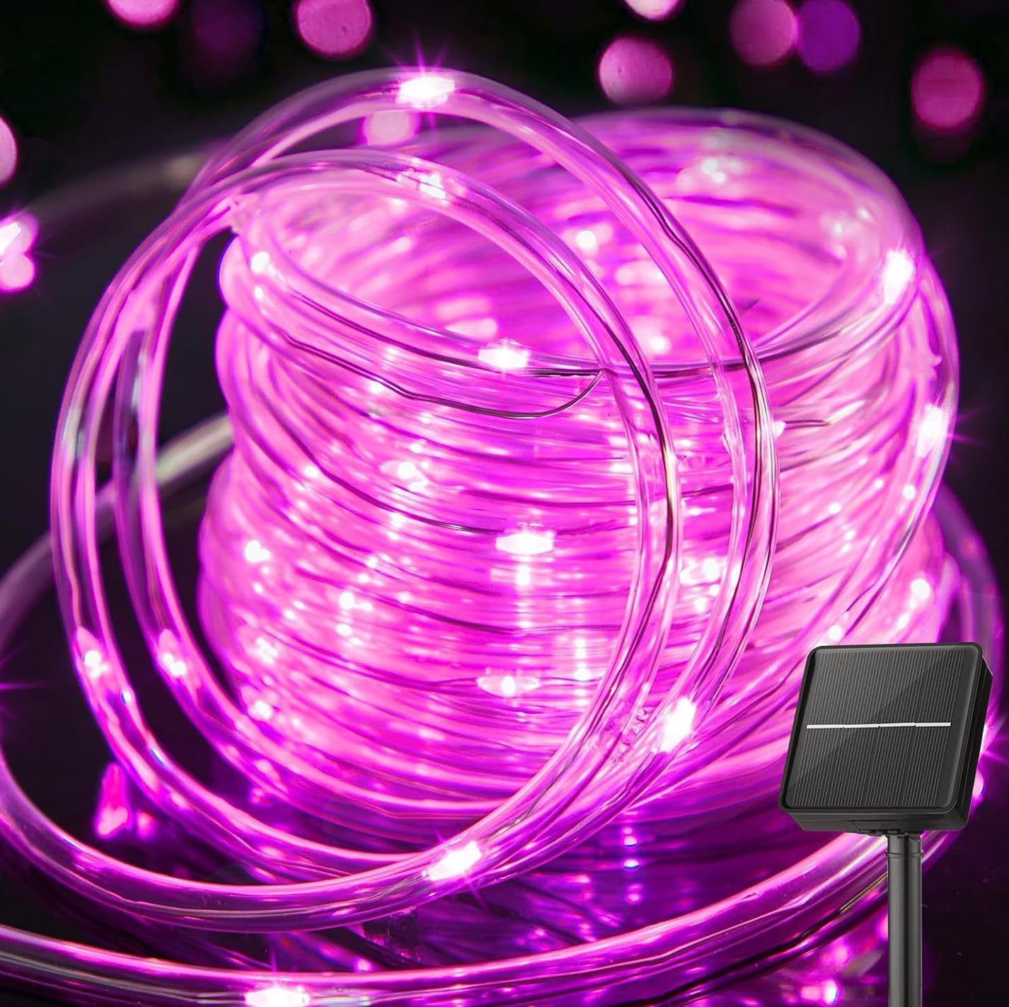 Solar Garden Lights, 100 LEDs 40ft Solar Rope Lights Waterproof Outdoor Copper Wire, 8Lighting Modes Solar Lights Outdoor Garden for Patio, Fence, Wedding Decor (Pink)