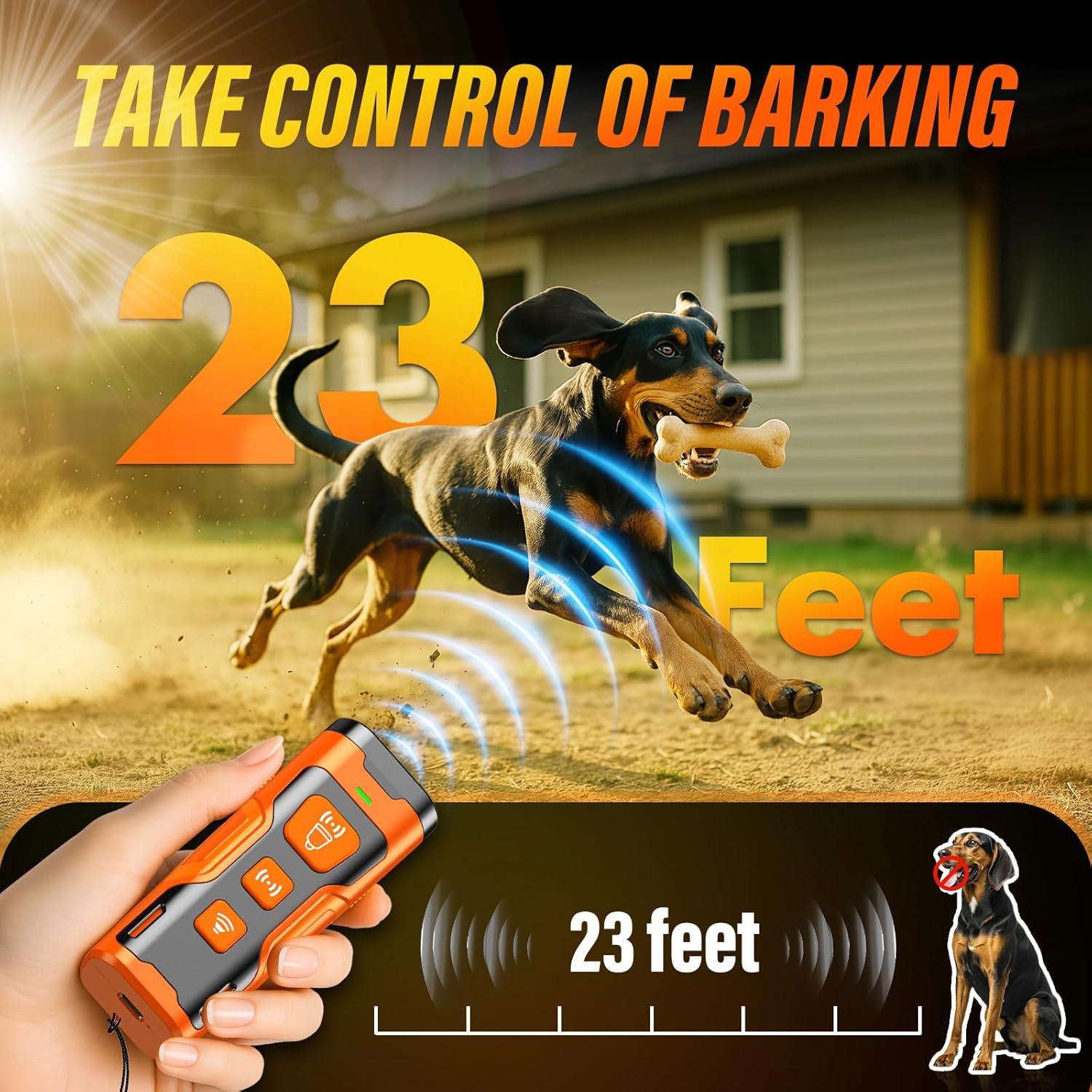Dog Bark Deterrent Device, 3X Ultrasonic Anti Barking, 6 Training Mode